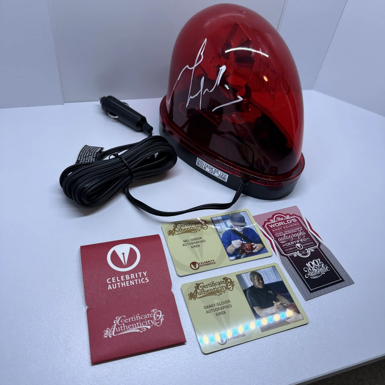 Mel Gibson, Danny Glover — Mel Gibson & Danny Glover Signed Lethal Weapon Authentic Police Siren CA COA