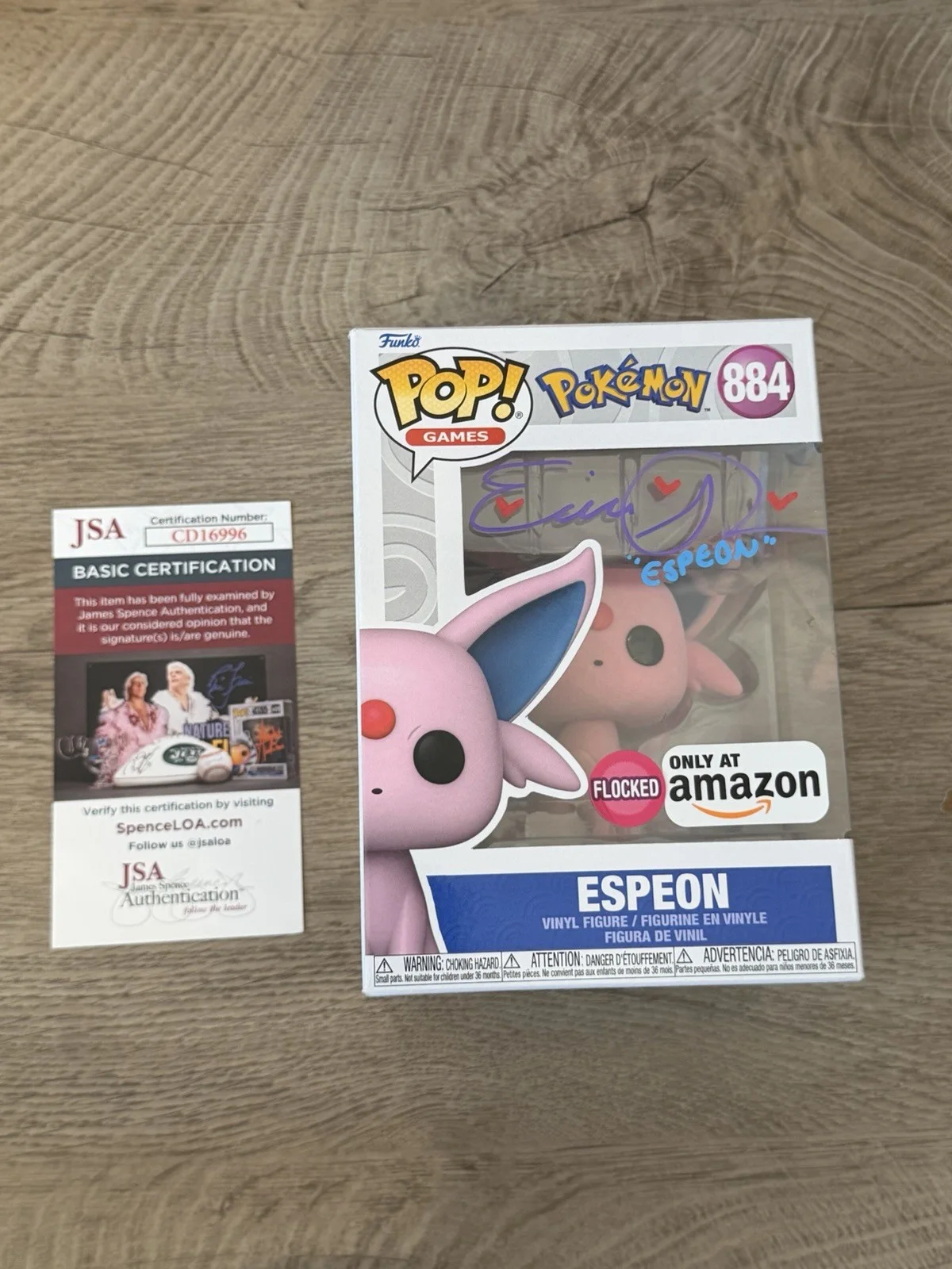 Erica Schroeder — Erica Schroeder Signed Autograph Inscribe Funko Pop 884 Espeon Pokemon JSA COA