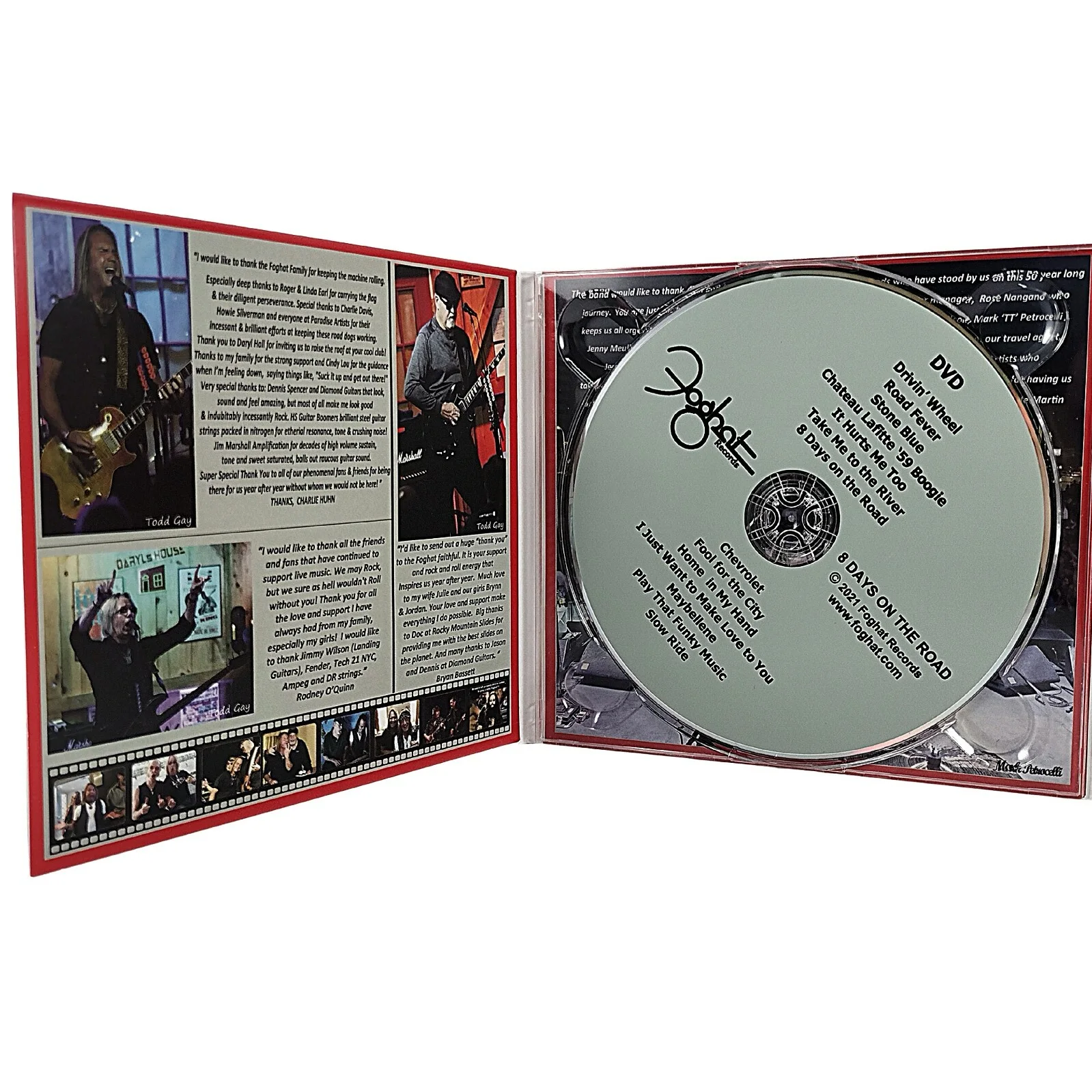 Rodney O'Quinn, Roger Earl, Charlie Huhn, Bryan Bassett — Foghat Signed 8 Days On The Road CD Cover Booklet Beckett BAS COA Slow Ride, изображение 5