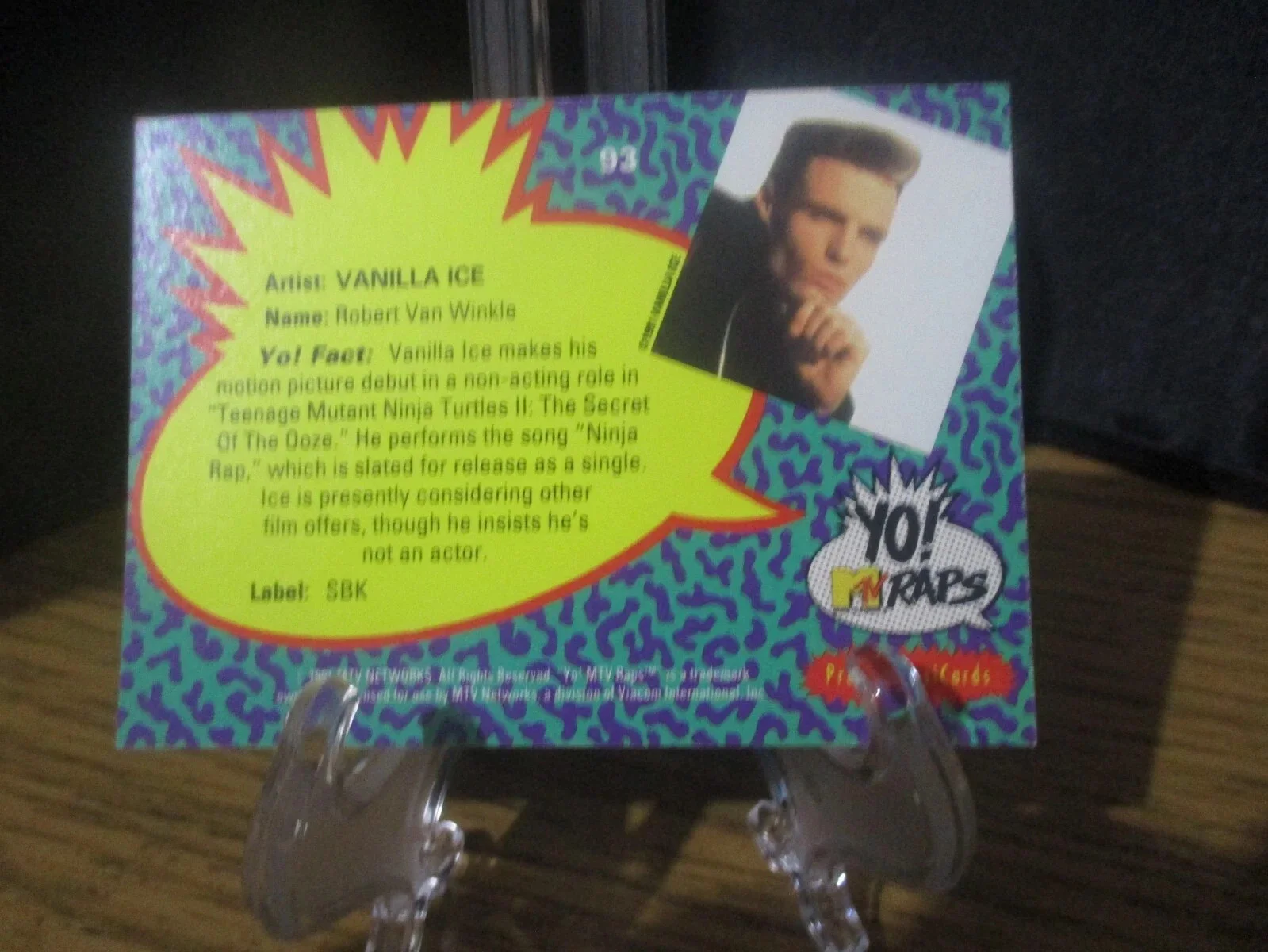 VANILLA ICE AUTHENTIC SIGNED/AUTOGRAPHED YO! MTV RAPS CARD-ROB VAN WINKLE-RAPPER, image 4