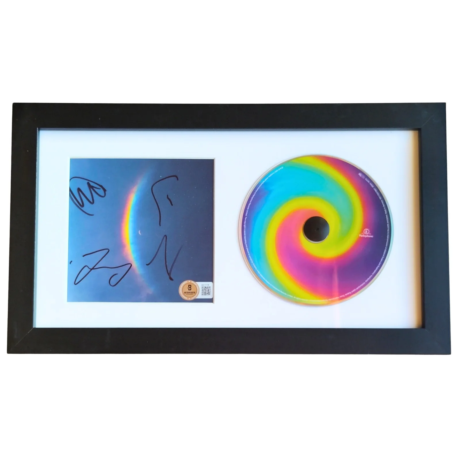 Chris Martin, Will Champion, Jonny Buckland, Guy Berryman — Coldplay Signed Moon Music CD Cover Framed Beckett BAS COA Chris Martin, image 2