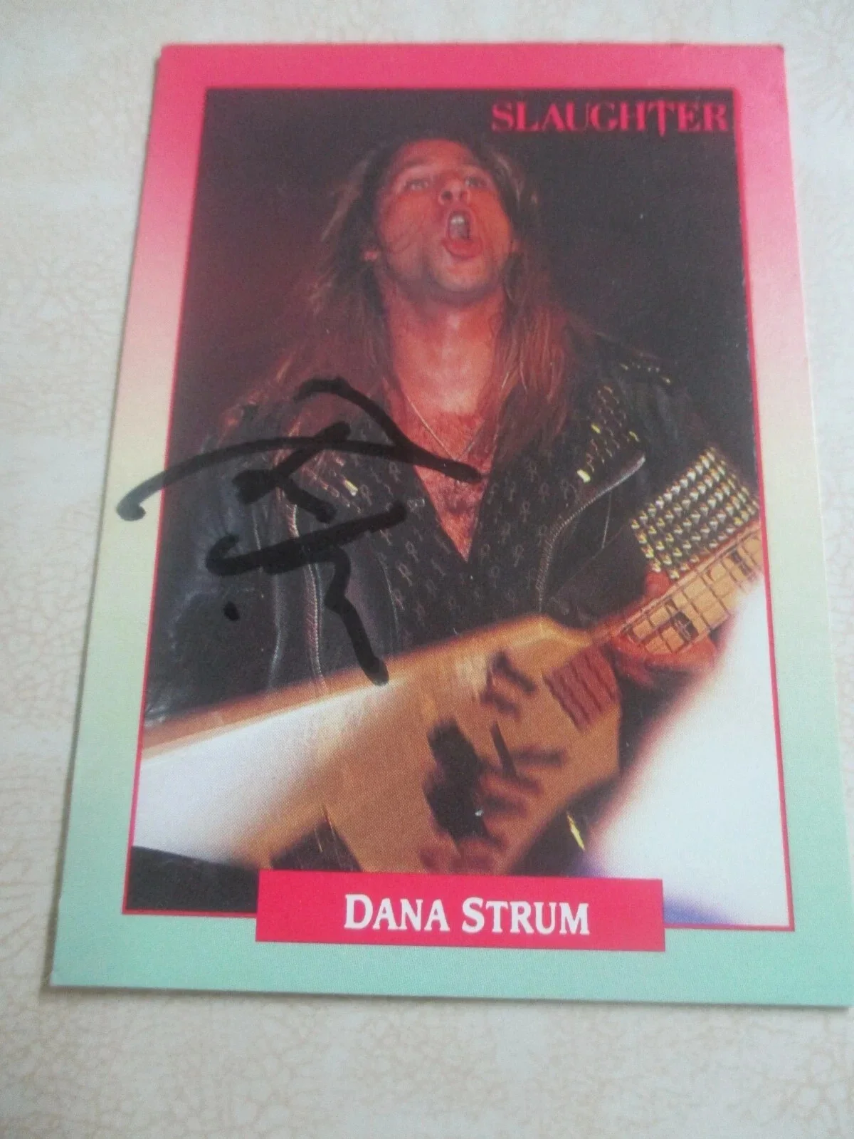 LOTE DE 2 TARJETAS AUTÉNTICAS FIRMADAS/AUTOGRAFIADAS DE VINCE NEIL & DANA STRUM Motley Crue, изображение 4