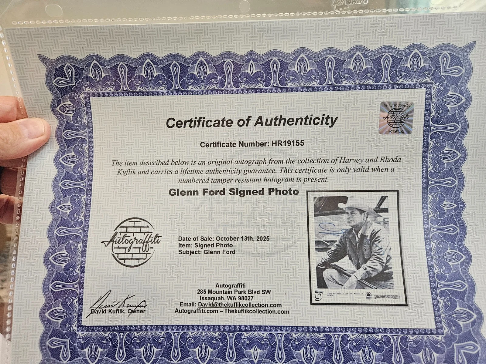 Glenn Ford — Glenn Ford, CADE'S COUNTY, Signed, MARSHAL OF MADRID, Midway, SUPERMAN 8x10, image 2