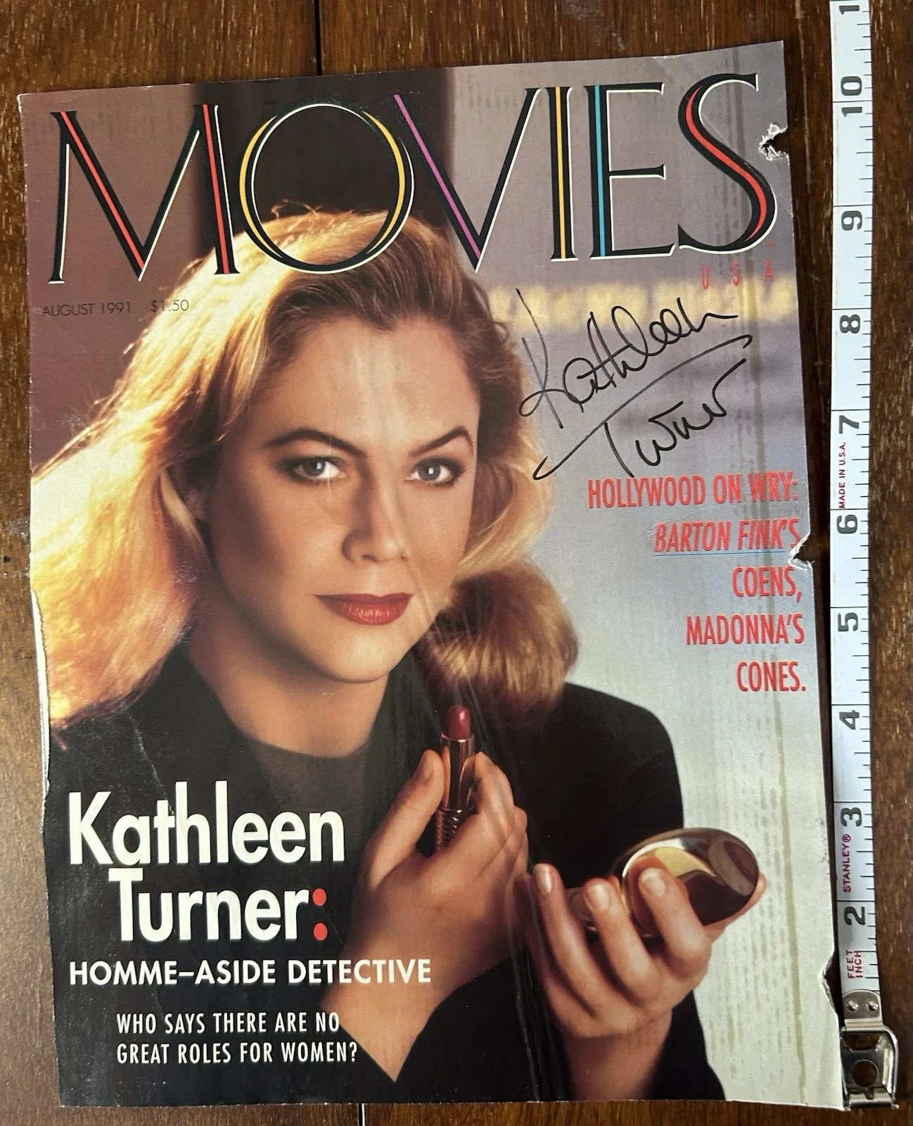 Kathleen Turner — Kathleen Turner Signed Movies Magazine Cover August 1991 Autograph 8x10.5 Auto, изображение 2