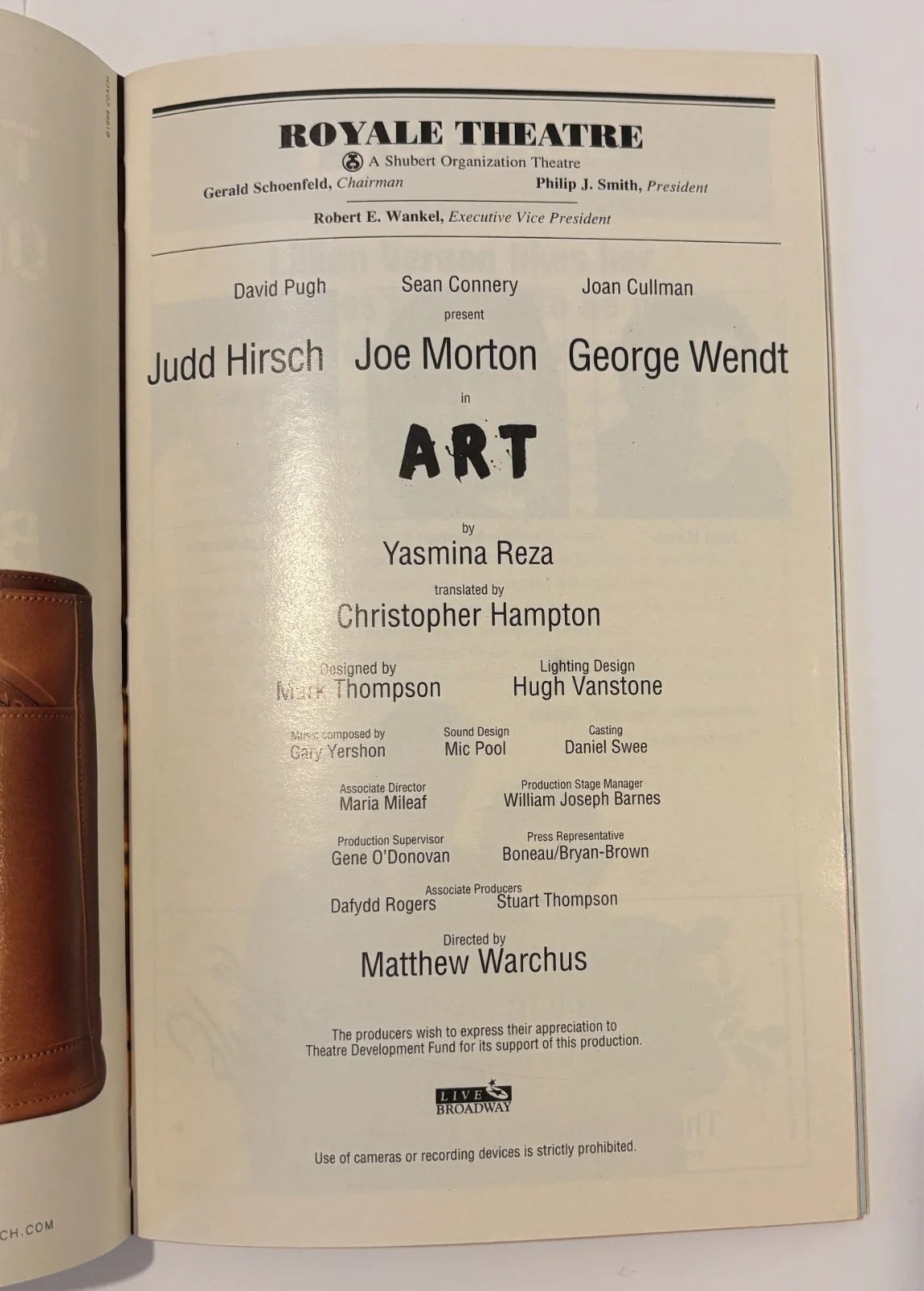 George Wendt — Art - Broadway Playbill - Autograph- George Wendt, image 2