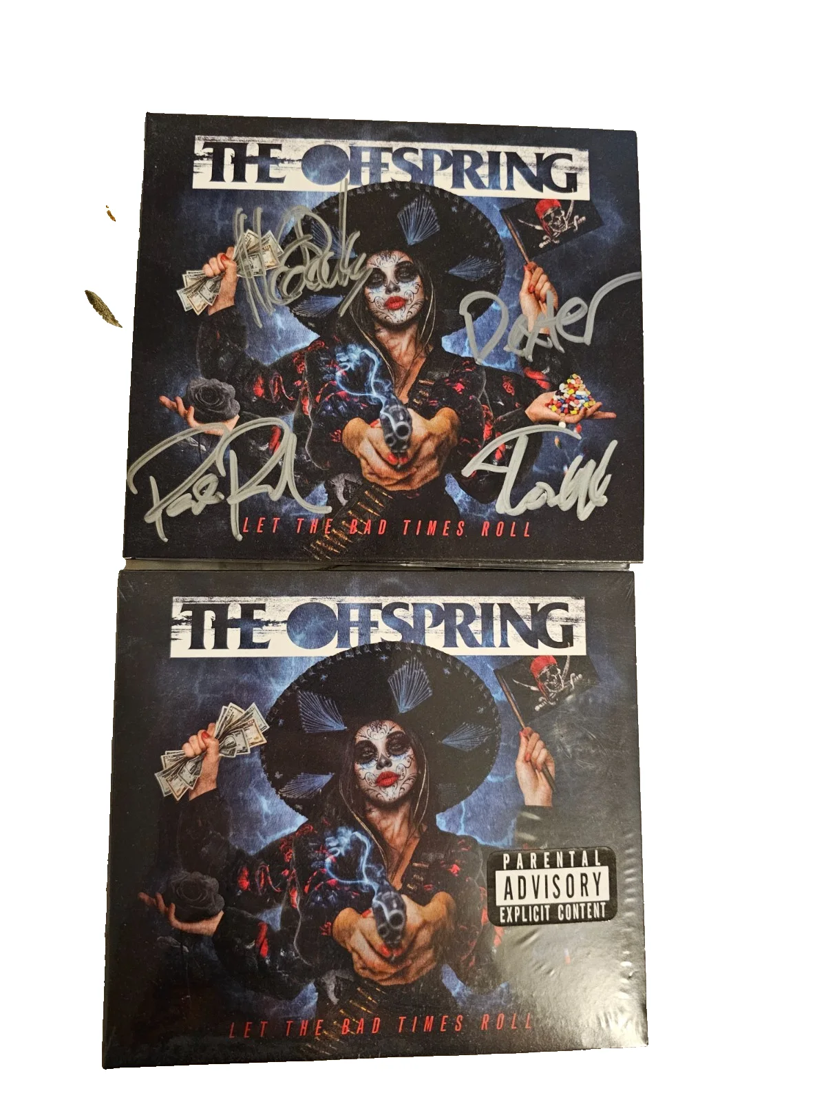 The Offspring Let The Bad Times Roll Signed CD New Dexter Noodles Pete, image 2