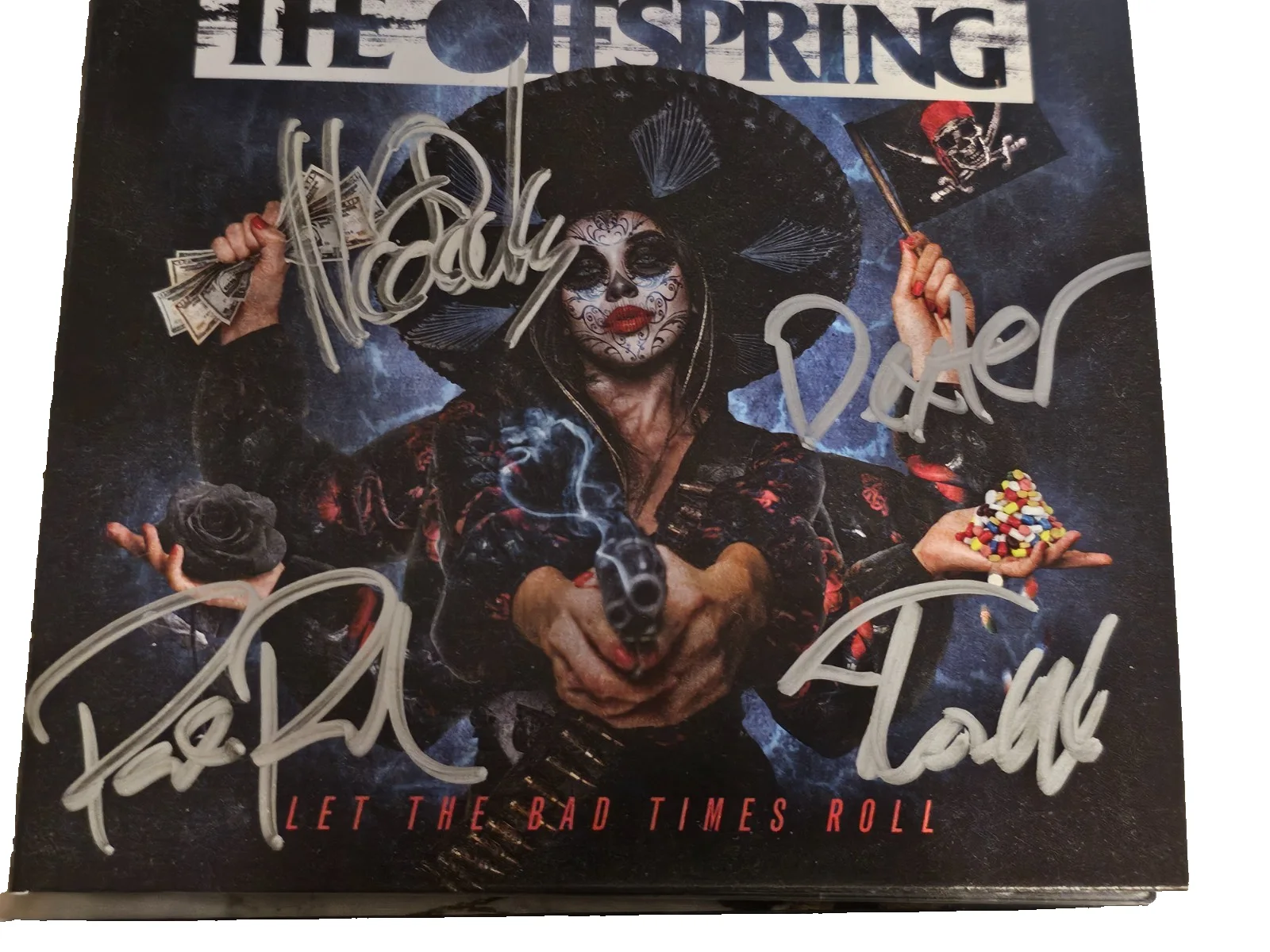 The Offspring Let The Bad Times Roll Signed CD New Dexter Noodles Pete, image 3