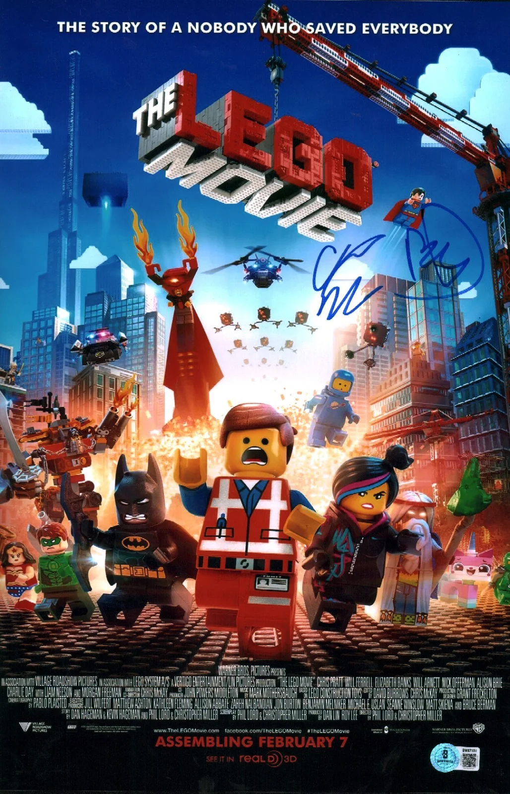 phil lord and chris miller — Phil Lord Chris Miller Signed The Lego Movie Directors 11x17 Photo BAS COA