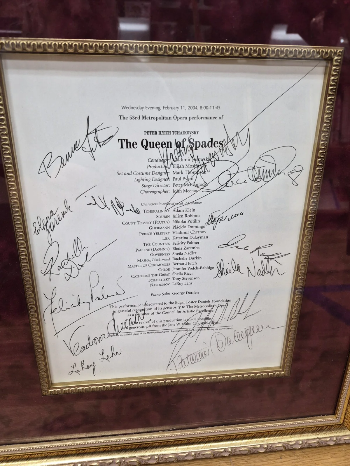 Placido Domingo Autographed 2004 The Queen Of Spades Program Matted Framed, image 3