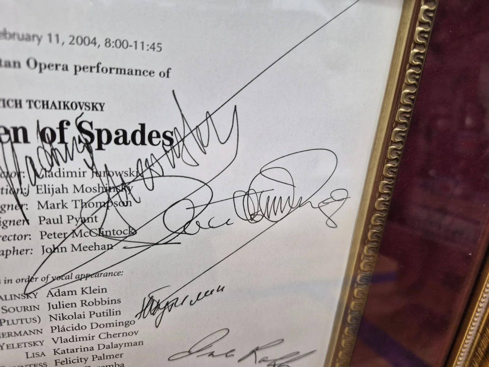 Placido Domingo Autographed 2004 The Queen Of Spades Program Matted Framed, image 5