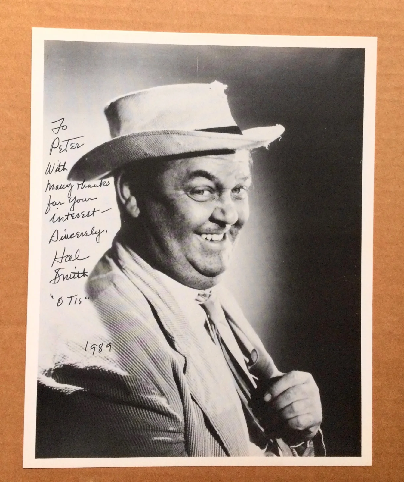 Hal Smith — Hal Smith (1916-1994) Otis on Andy Griffith show Signed Autograph 8x10 Photo.