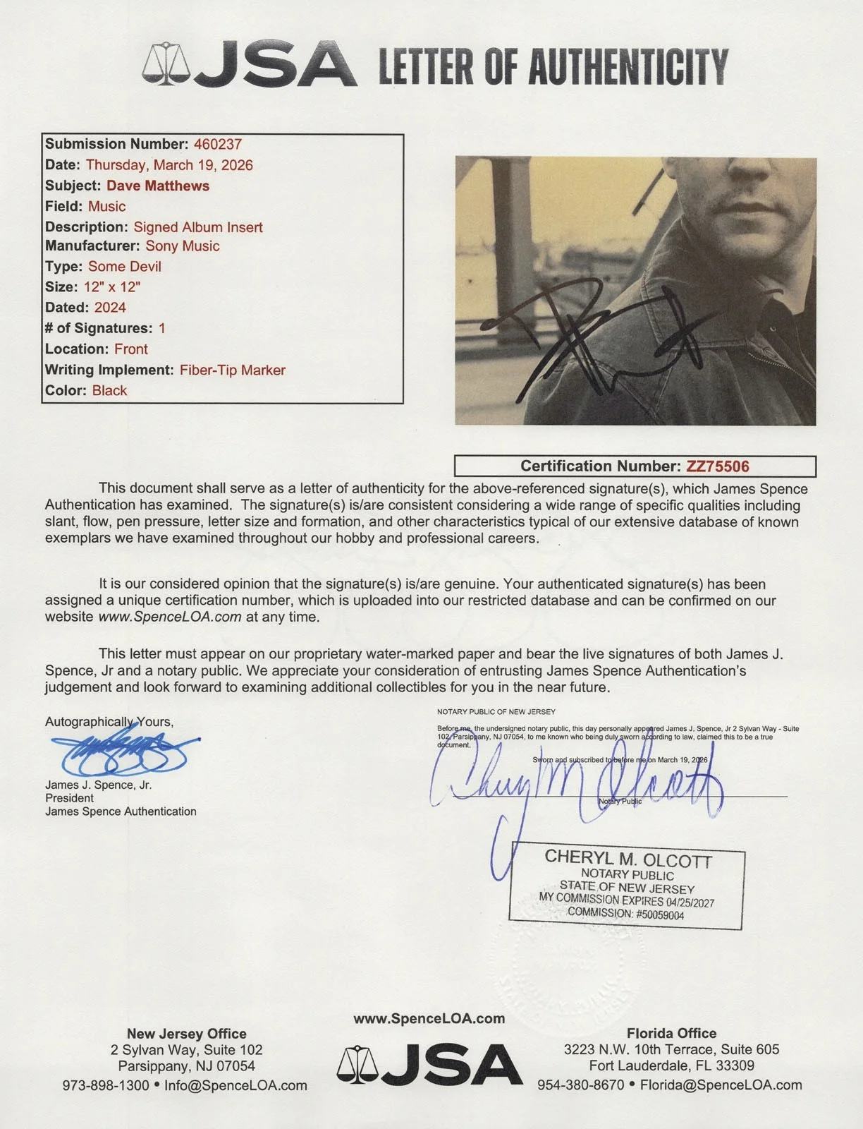 Dave Matthews — DAVE MATTHEWS signed "SOME DEVIL" Vinyl Album Booklet EXACT PROOF dmb JSA Rare, image 2