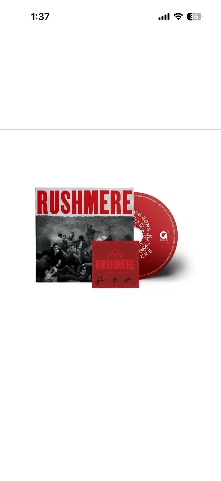 Mumford & Sons Rushmere (Signed) CD, image 3