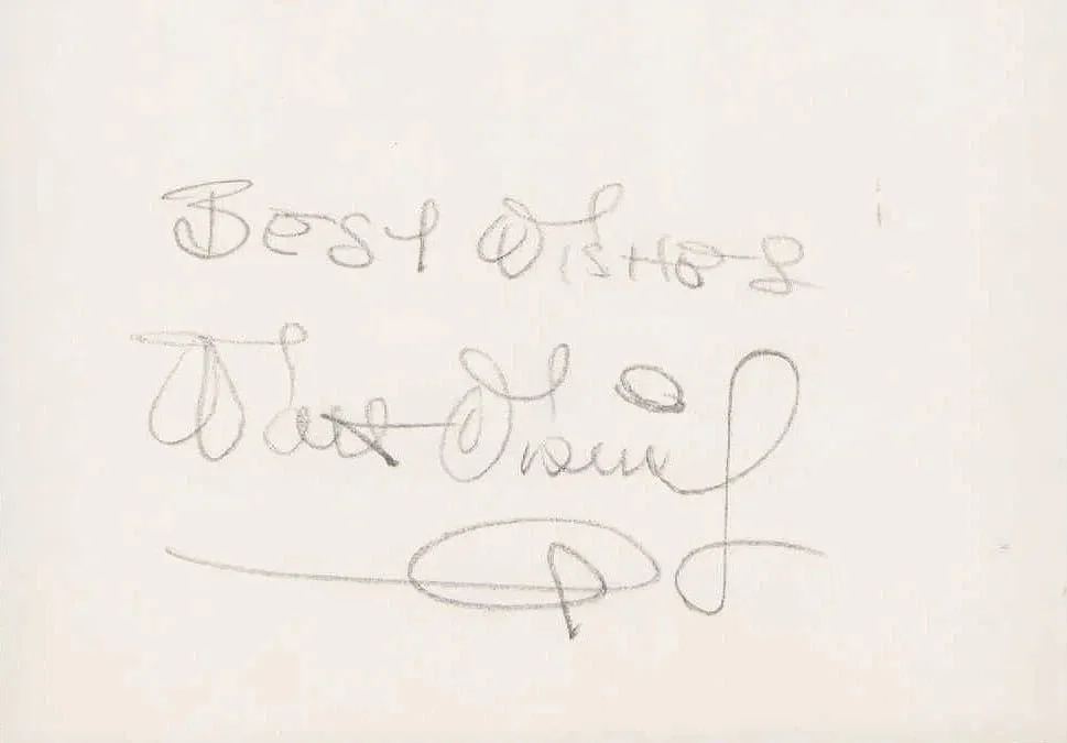 Walt Disney — Walt Disney Signed & Inscribed Card Cut POP Autograph COA #134379