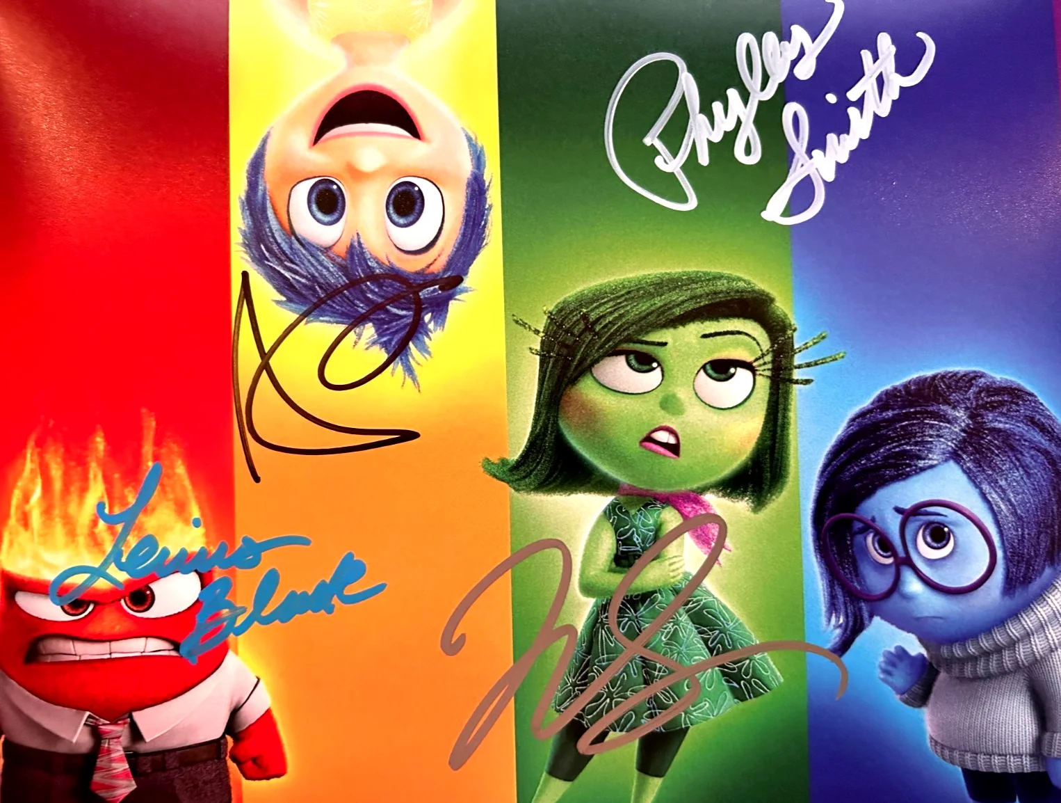 Amy Poehler, Lewis Black, Mindy Kaling, Phyllis Smith — INSIDE OUT Cast (x4) Signed: 8x10" Authentic Original Autographs w/COA
