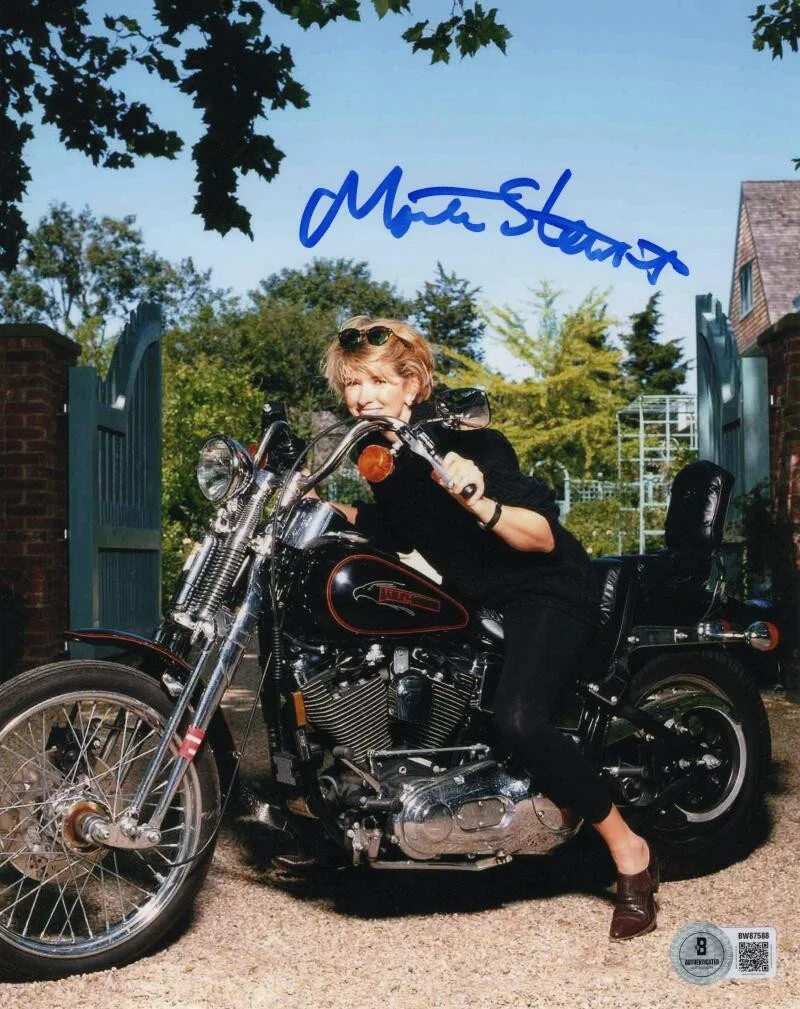 Martha Stewart — Martha Stewart Signed Autograph 8x10 Photo - On Her Motorcycle w/ Beckett COA