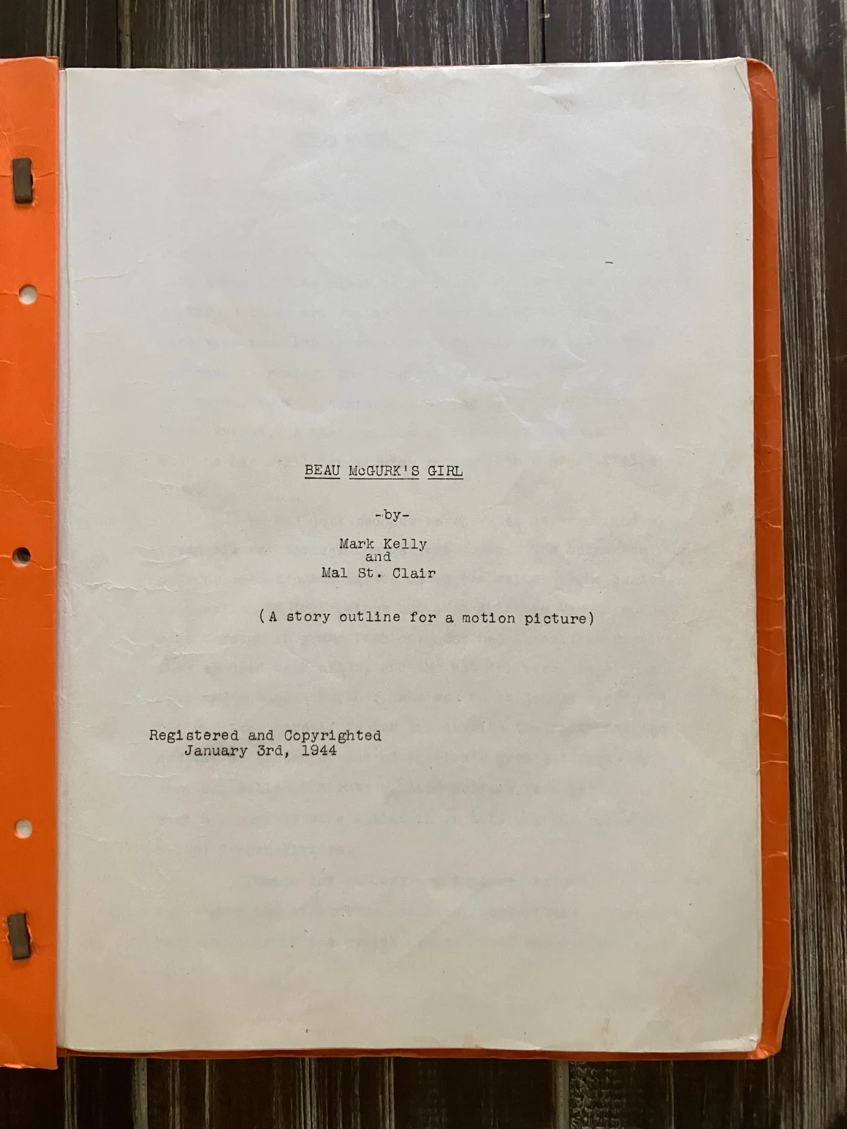 Harold Lloyd — Harold Lloyd Signed 1944 Original Script Beau McGurk's Girl POP COA #134420, image 3