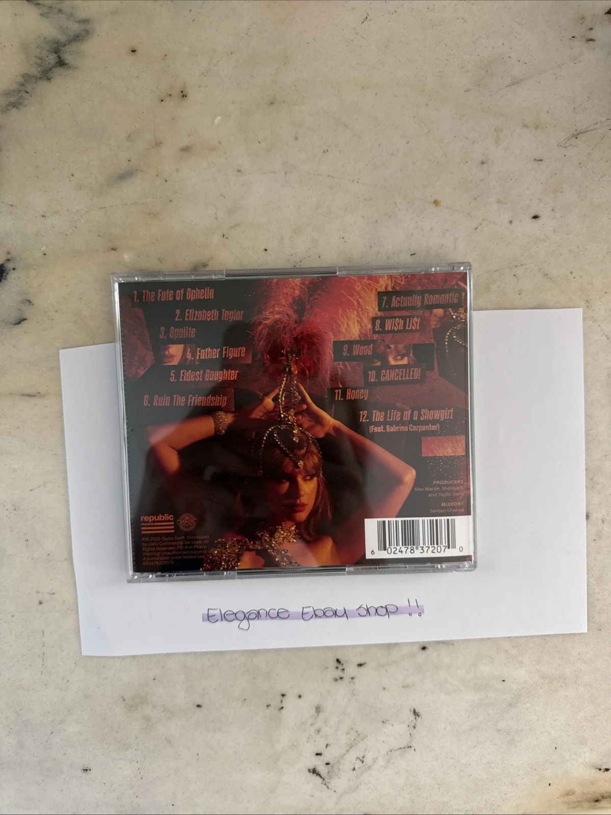 taylor swift the life of a showgirl signed cd, image 2