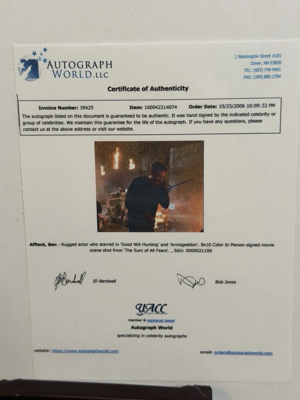 Ben Affleck — BEN AFFLECK Signed/Autographed 8x10 Photo | Oscar Winner Auto IN PERSON COA, изображение 3