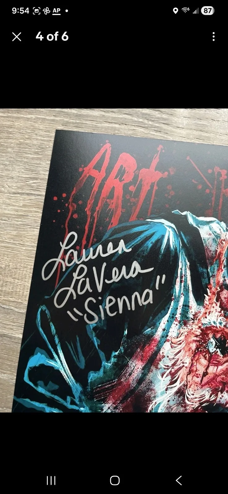 Lauren LaVera — Lauren LaVera Signed Terrifier 3 11x17 Photo JSA COA Sienna Art The Clown Horror, изображение 2