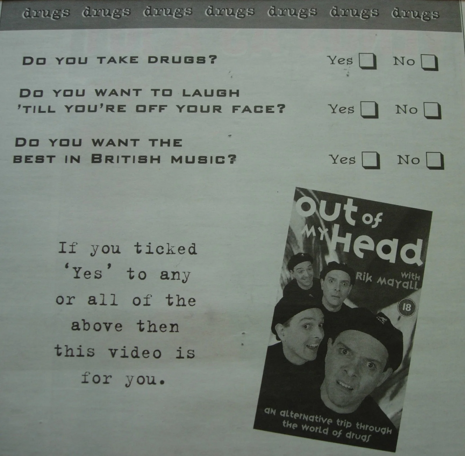 RICK MAYALL+Out Of My Head+POSTER+AD+RARE ORIGINAL 1995+FRAMED+FAST WORLD SHIP, image 2