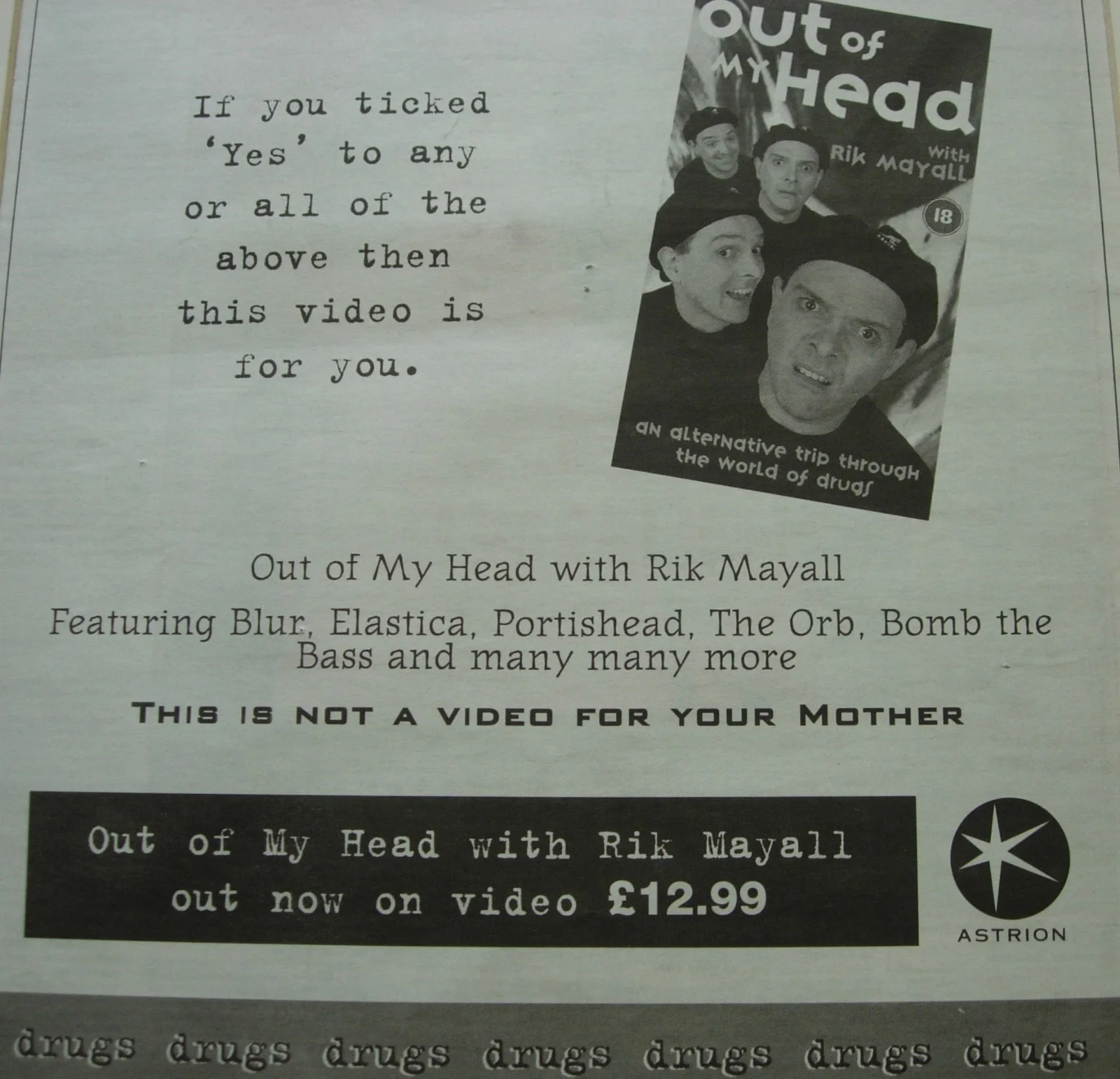 RICK MAYALL+Out Of My Head+POSTER+AD+RARE ORIGINAL 1995+FRAMED+FAST WORLD SHIP, image 3