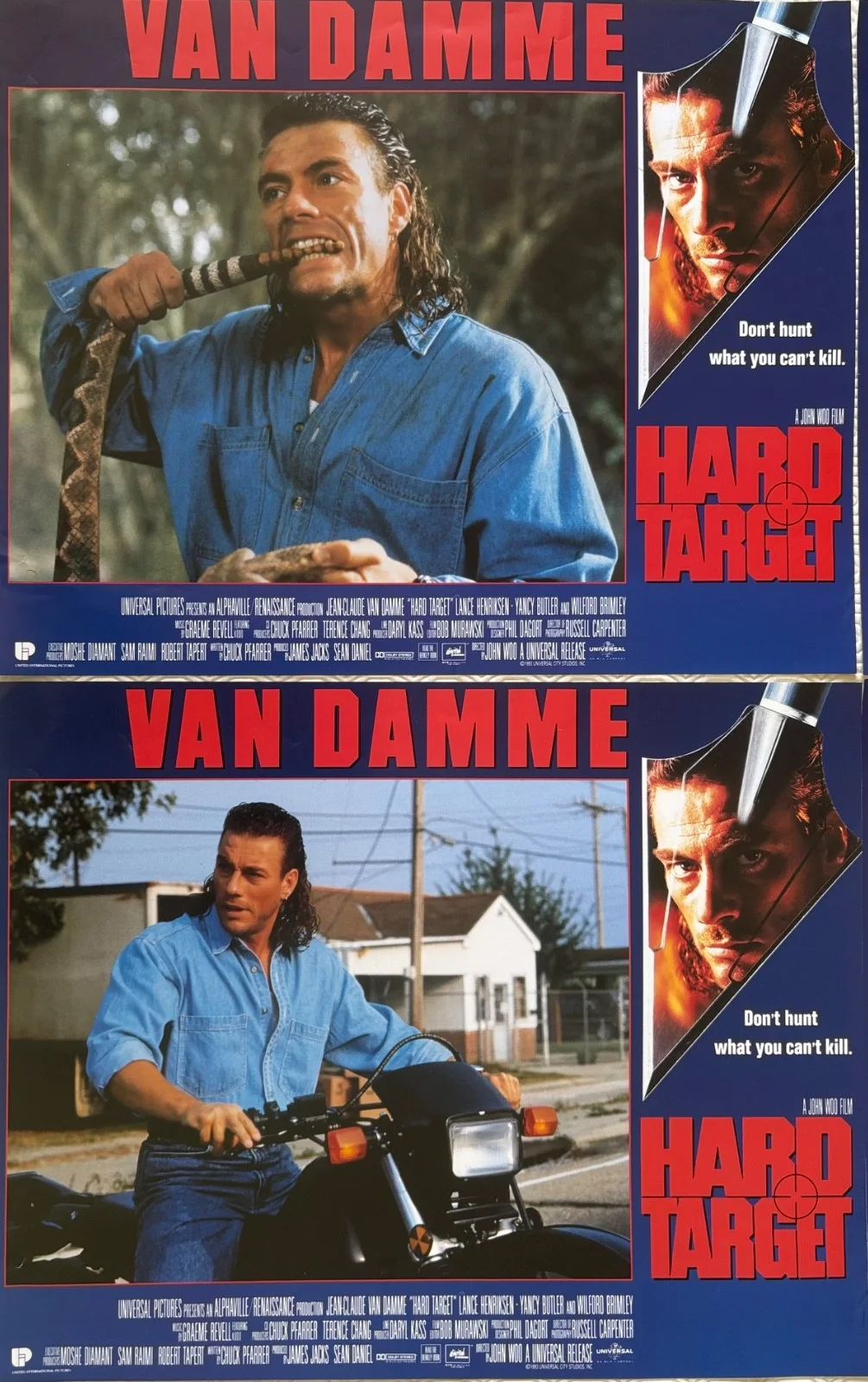 Hard Target set of 8 Original 1993 Lobby Cards Jean Claude Van Damme, изображение 2