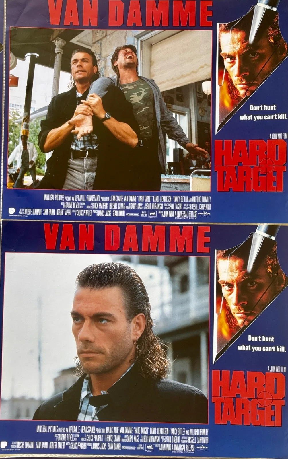 Hard Target set of 8 Original 1993 Lobby Cards Jean Claude Van Damme, изображение 3