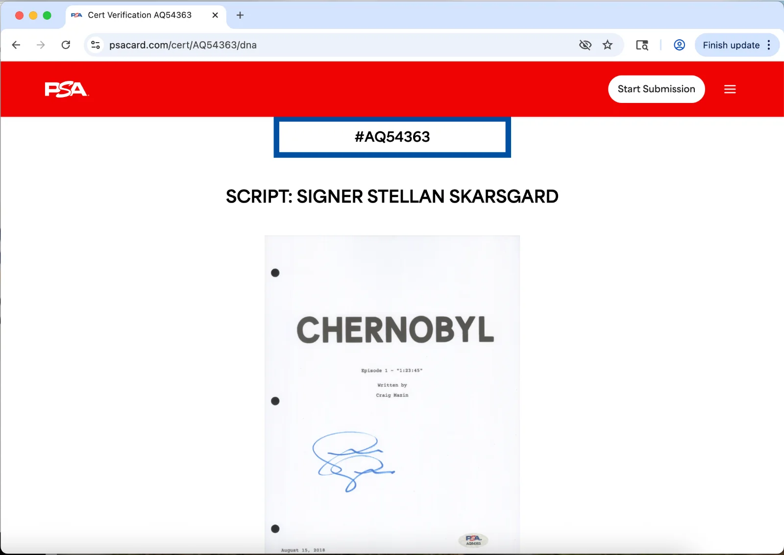Stellan Skarsgard — Stellan Skarsgard signed Chernobyl Pilot script full 55 pages PSA DNA autograph, image 3