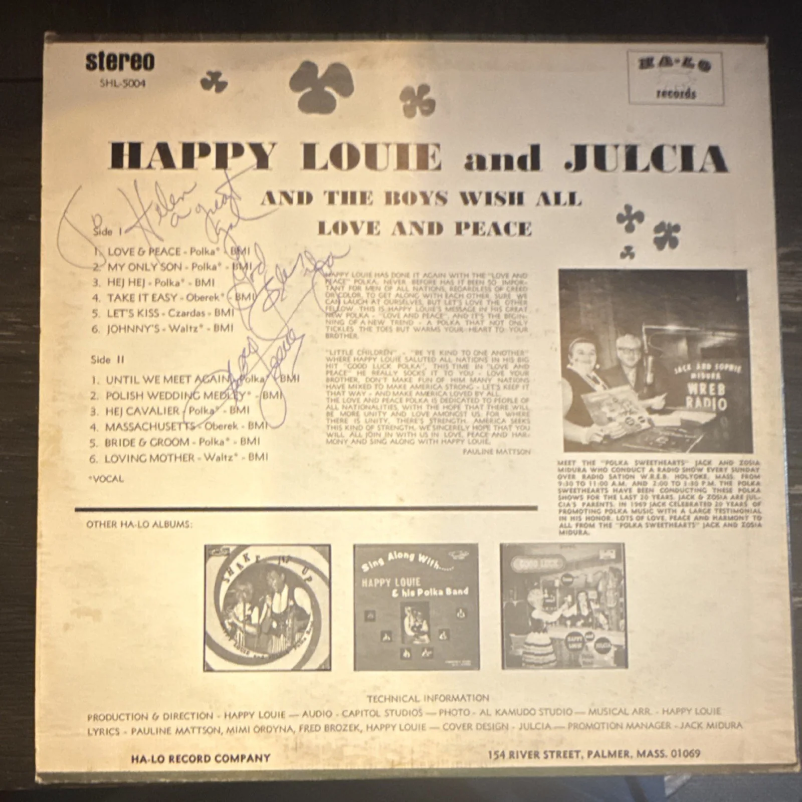 Happy Louie and Julcia Original Autographed Vinyl Record Lots of Love and Peace, изображение 2