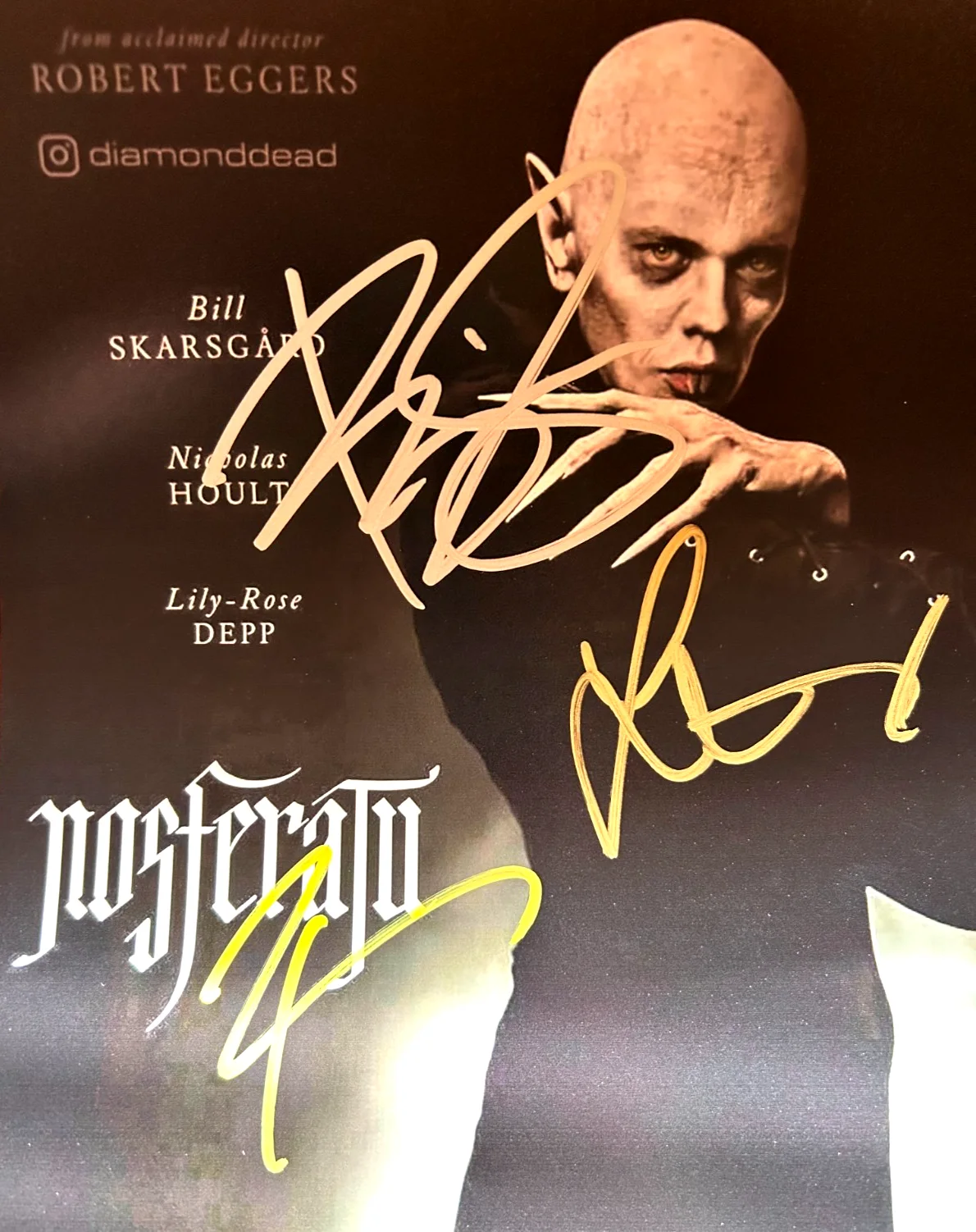 Bill Skarsgård, Lily Rose Depp, Robert Eggers — NOSFERATU Cast Signed 8x10" (Skarsgard, Depp, Eggers) Authentic Autograph w/COA