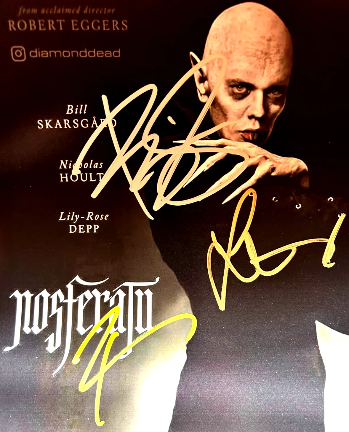 Bill Skarsgård, Lily Rose Depp, Robert Eggers — NOSFERATU Cast Signed 8x10" (Skarsgard, Depp, Eggers) Authentic Autograph w/COA, изображение 3
