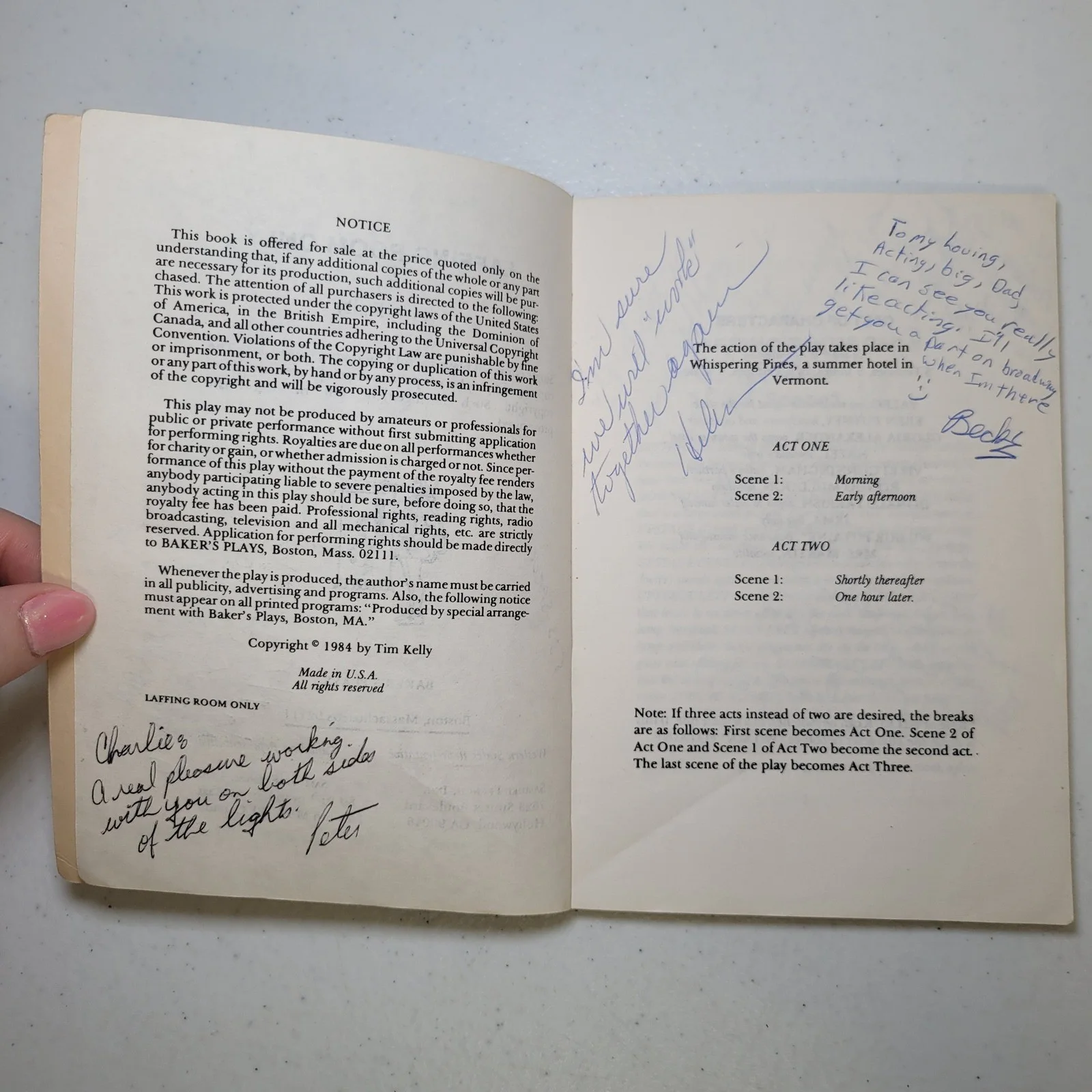 Laffing Room Only Signed Playbill Officer Ludwick Becky Tim Kelly 1984, изображение 3
