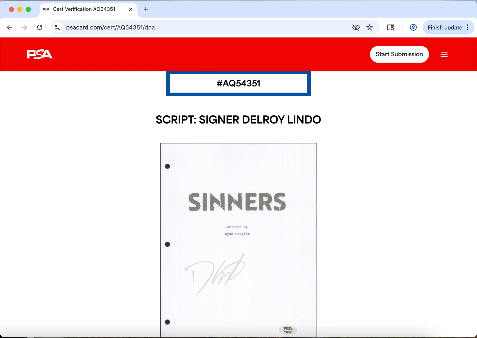 Delroy Lindo — Delroy Lindo signed Sinners script full 127 pages PSA DNA autograph, image 3
