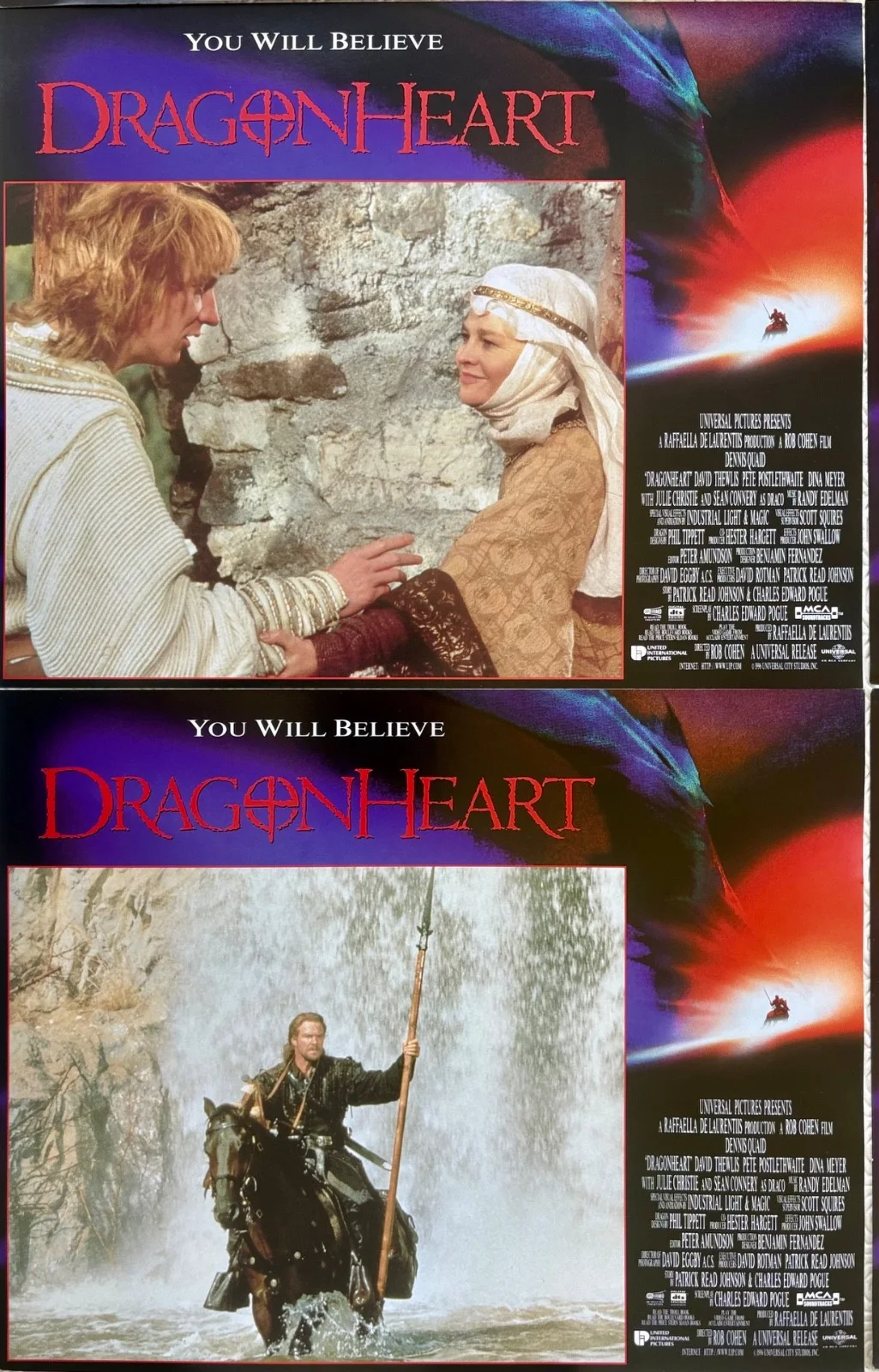 DragonHeart set of 8 Original 1996 Lobby Cards Dennis Quaid Sean Connery, изображение 3