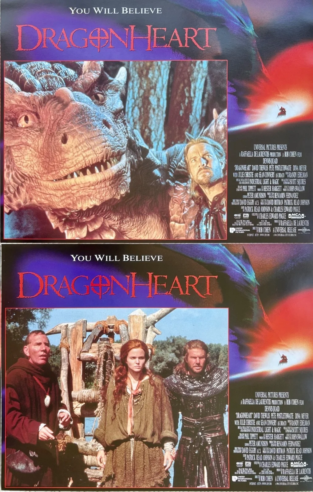 DragonHeart set of 8 Original 1996 Lobby Cards Dennis Quaid Sean Connery, изображение 4