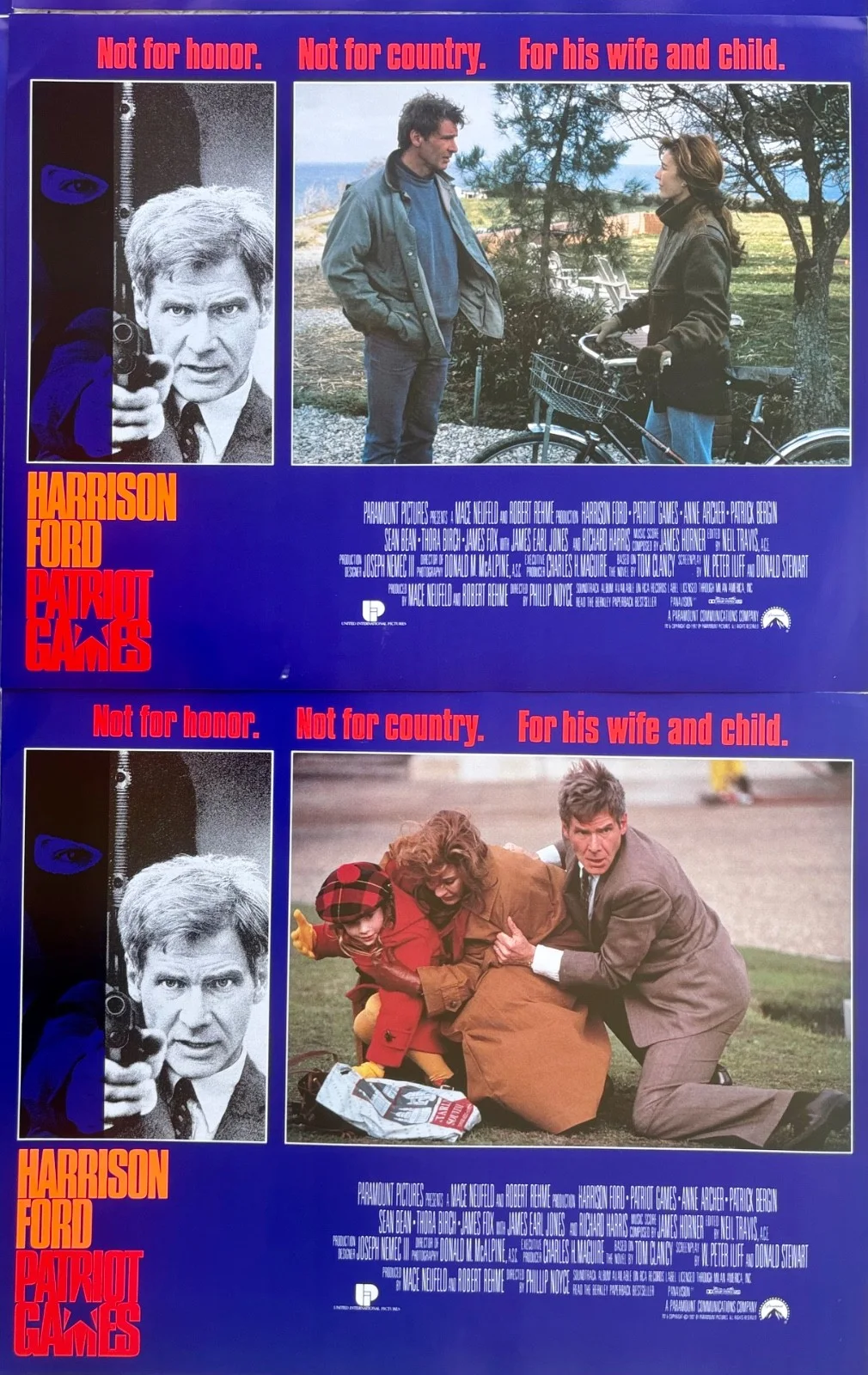Patriot Games set of 8 Original 1992 Lobby Cards Harrison Ford Sean Bean, изображение 2