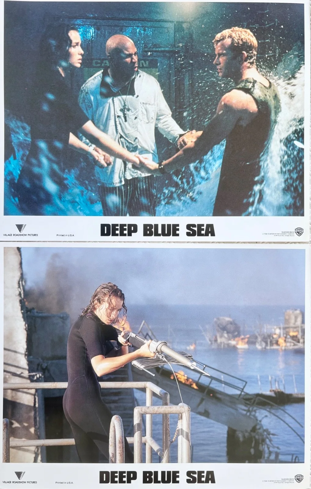 Deep Blue Sea set of 8 Original Lobby Cards Samuel L Jackson Saffron Burrows, изображение 3