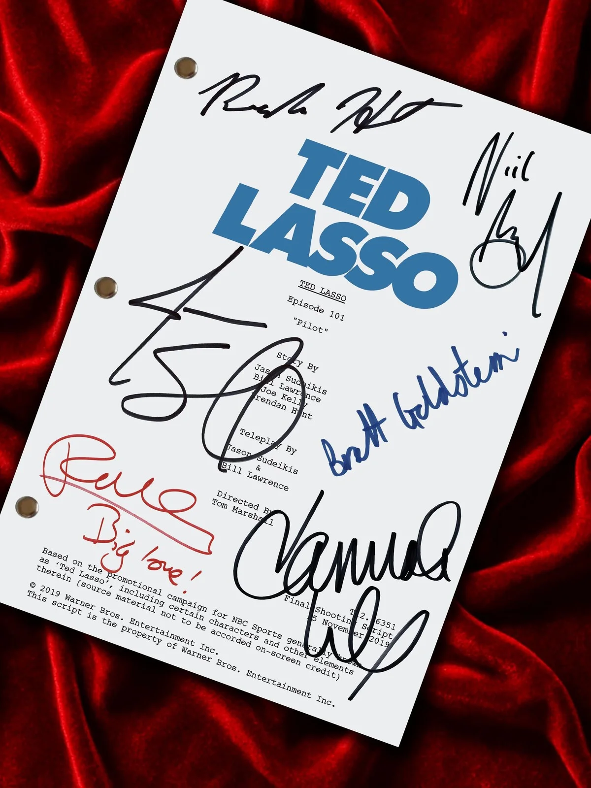 Ted Lasso, Signed TV Pilot Script, & Cast Autographs Reproduction, AFC Richmond,, image 2