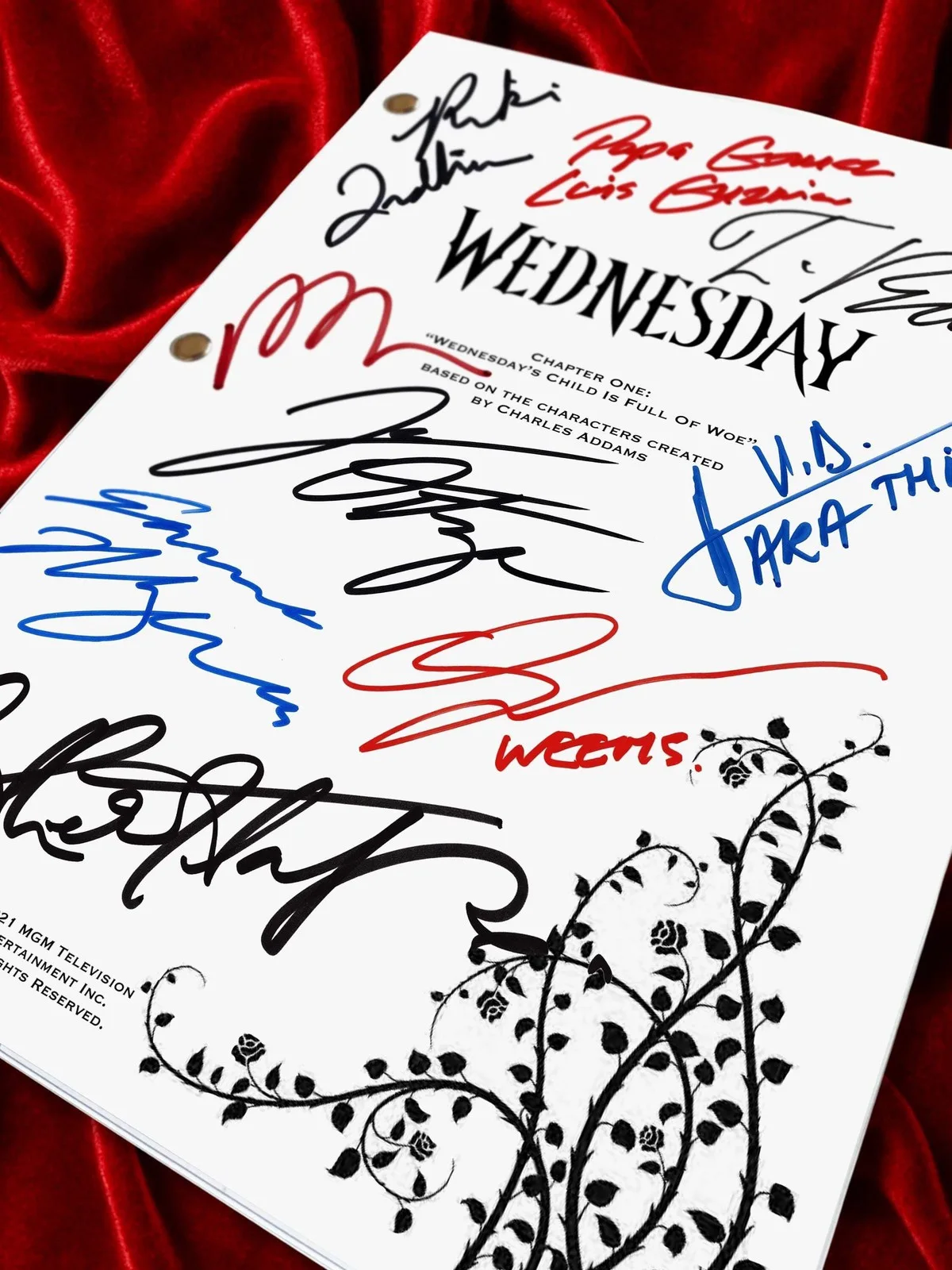 Wednesday, Signed Movie Script in Front Opening Display Frame, Reproduction, image 5
