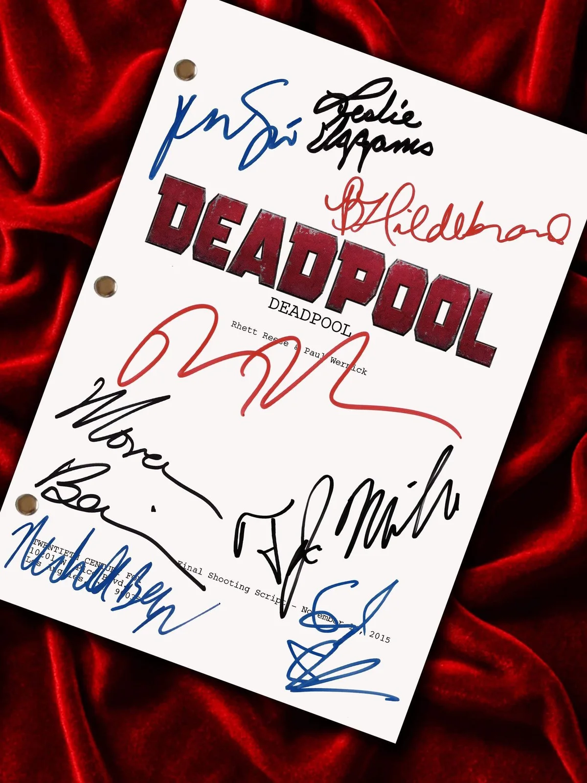 Deadpool, Signed Movie Prop Replica Script with Cast Autographs, Memorabilia, image 3