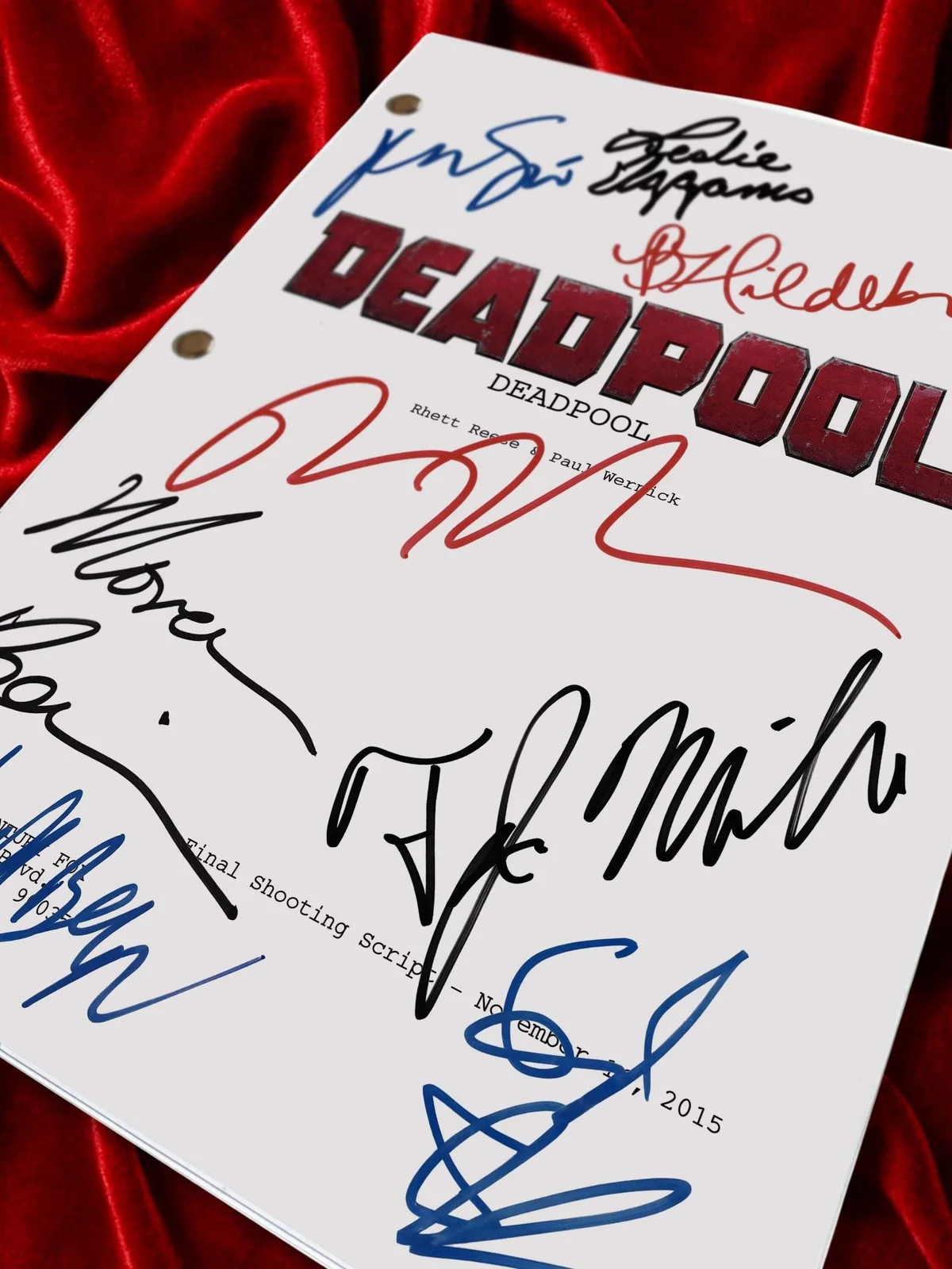 Deadpool, Signed Movie Prop Replica Script with Cast Autographs, Memorabilia, image 5