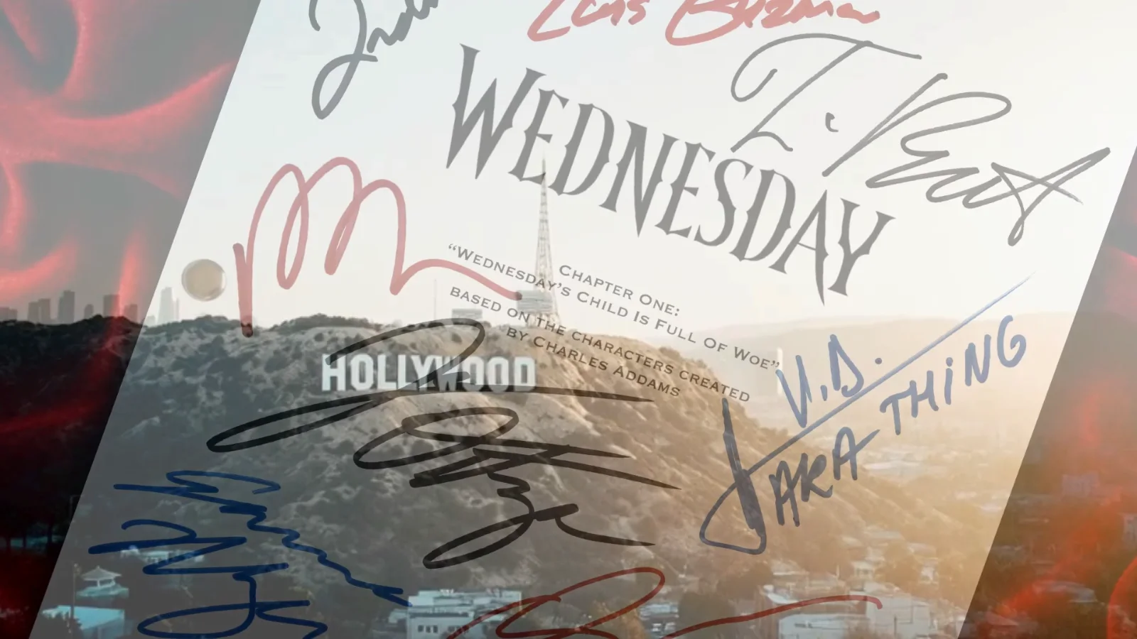 Wednesday, Signed TV Script Pilot & Jenna Ortega & Cast Autographs Reproduction, изображение 3