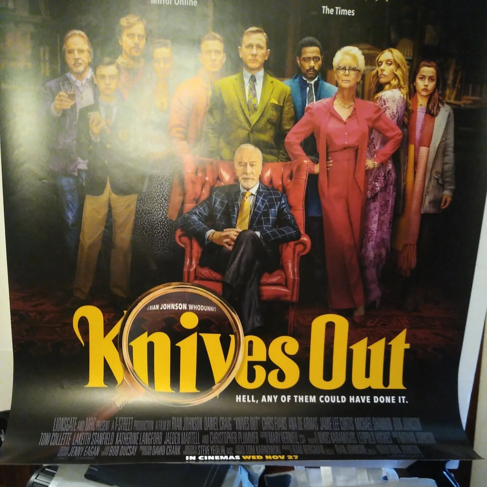 KNIVES OUT ORIGINAL ONE SHEET CINEMA POSTER, image 2