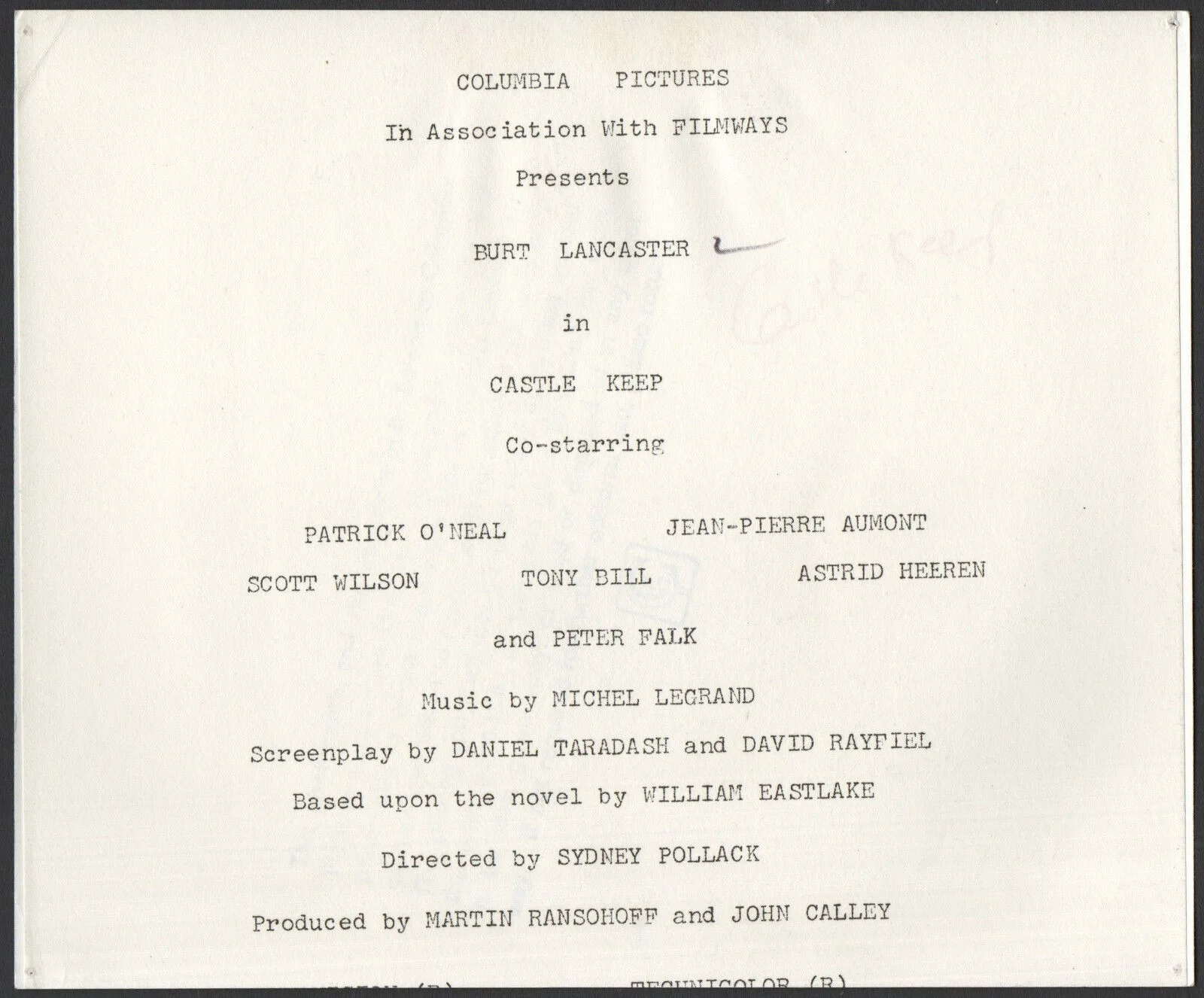 CASTLE KEEP 1969 Burt Lancaster - Sydney Pollack STILL, image 2