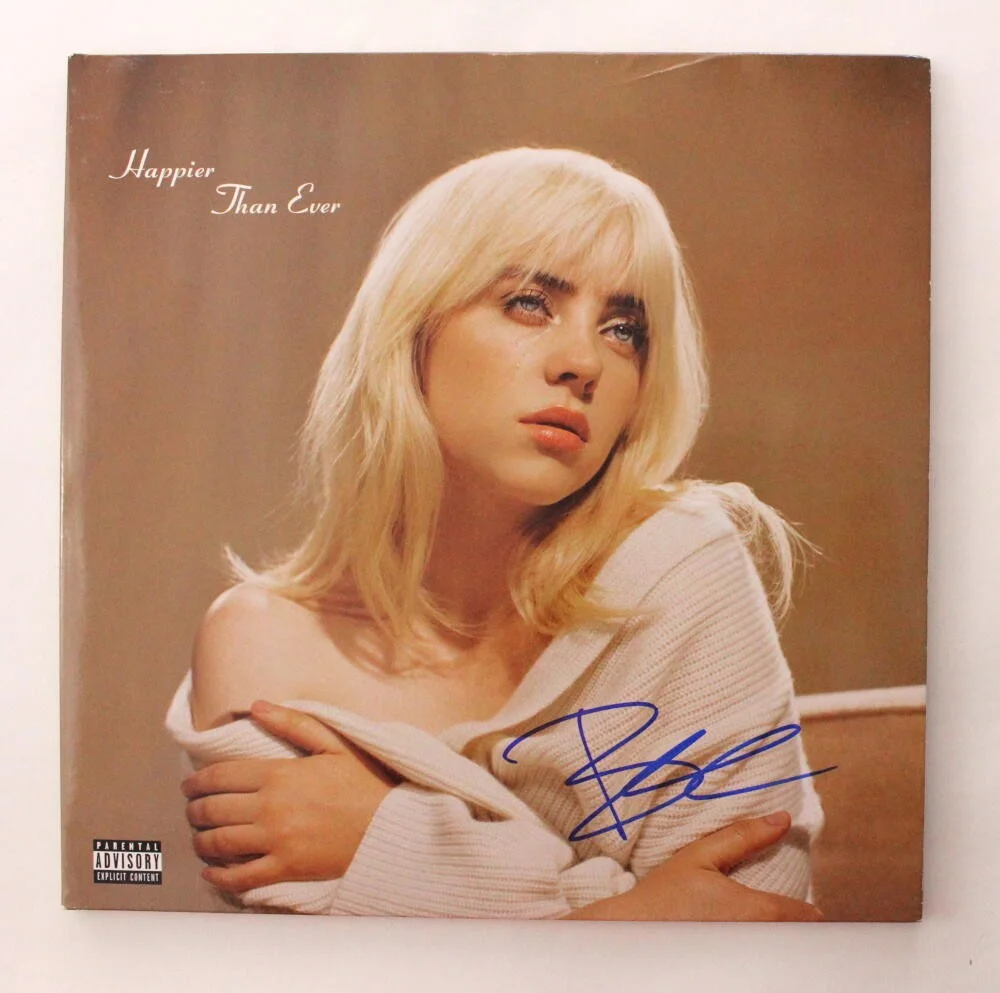 Billie Eilish — BILLIE EILISH SIGNED AUTOGRAPH ALBUM VINYL RECORD - HAPPIER THAN EVER RARE! JSA