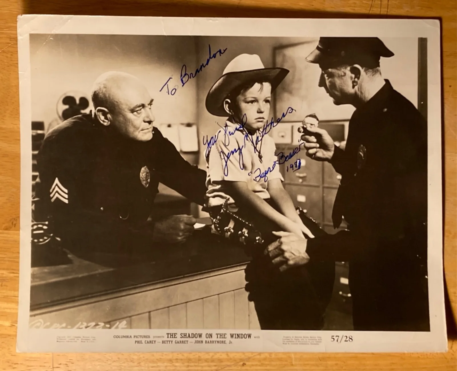 Hand SIGNED Jerry Mathers 10x8 Photo/Movie Still - The Shadow on The Window HTF, image 2