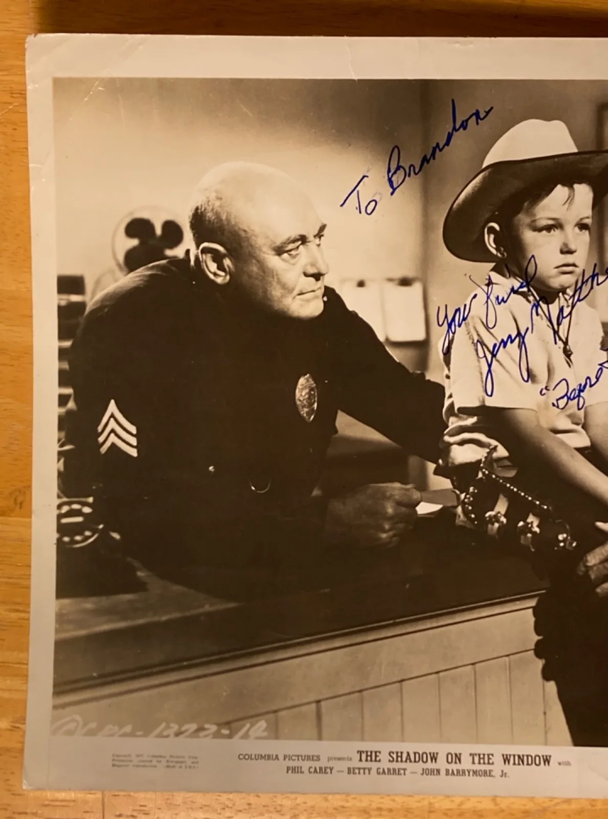 Hand SIGNED Jerry Mathers 10x8 Photo/Movie Still - The Shadow on The Window HTF, image 3