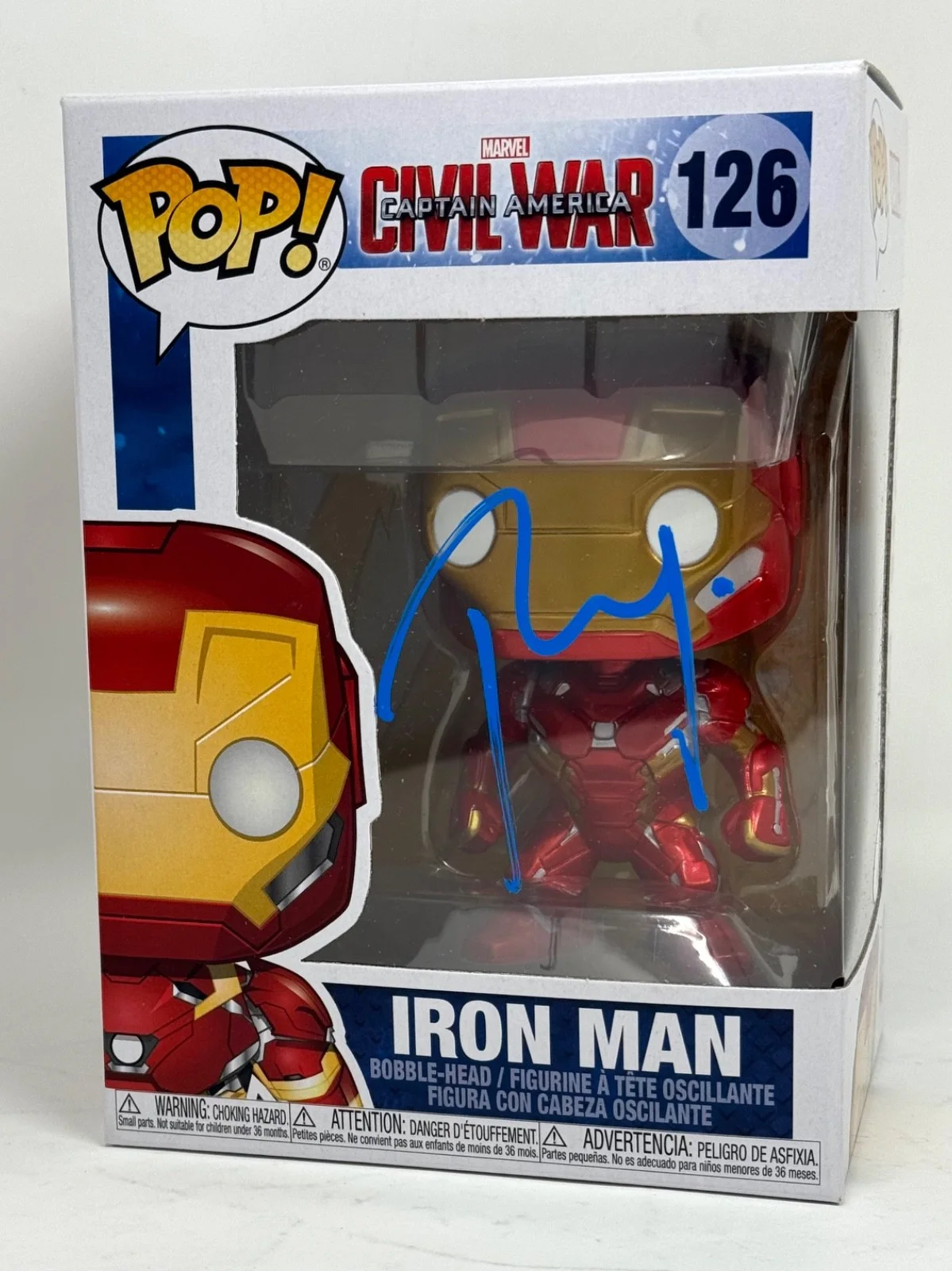 Robert Downey Jr — Robert Downey Jr. Signed Iron Man Funko Pop Marvel Autograph #126 JSA COA, image 3