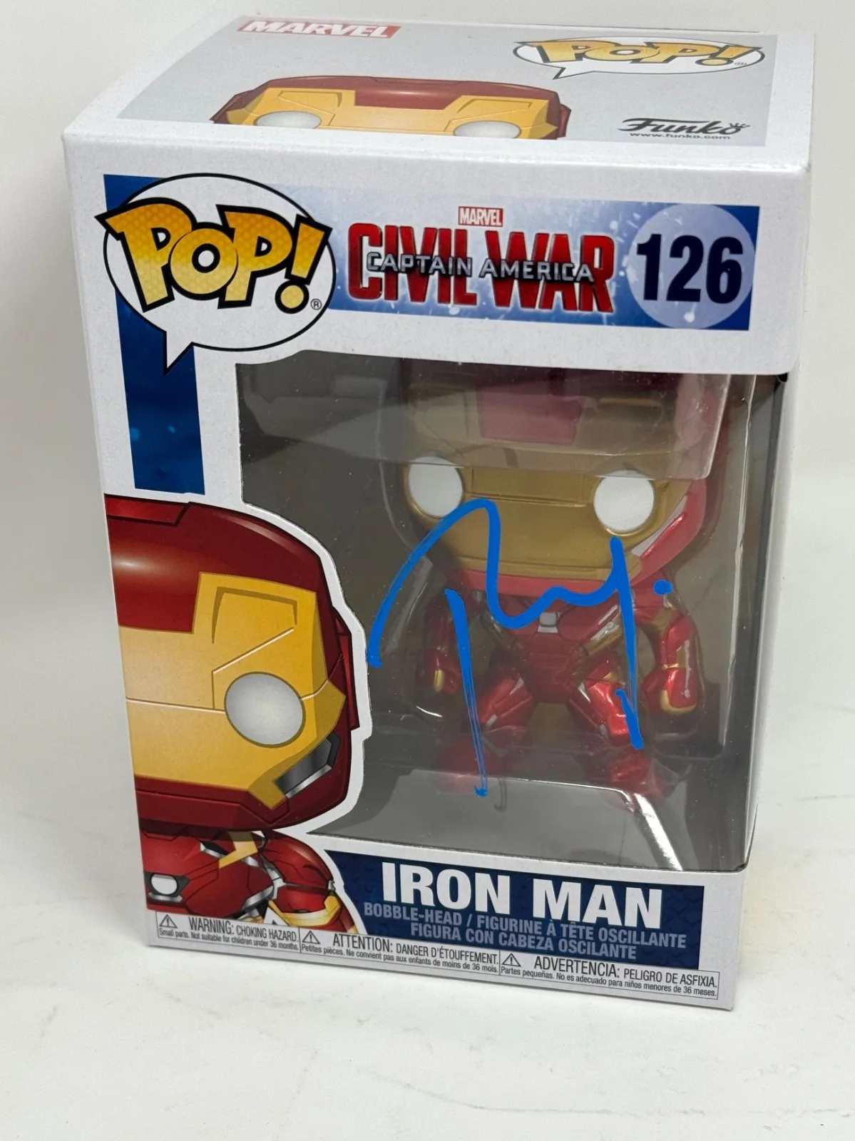 Robert Downey Jr — Robert Downey Jr. Signed Iron Man Funko Pop Marvel Autograph #126 JSA COA, image 4